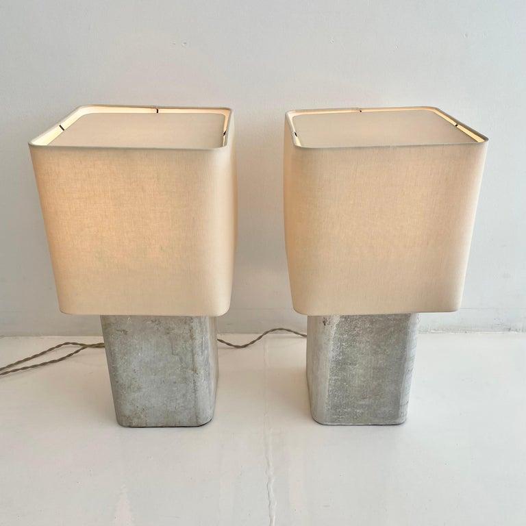 Swiss Pair of Willy Guhl Concrete Table Lamps