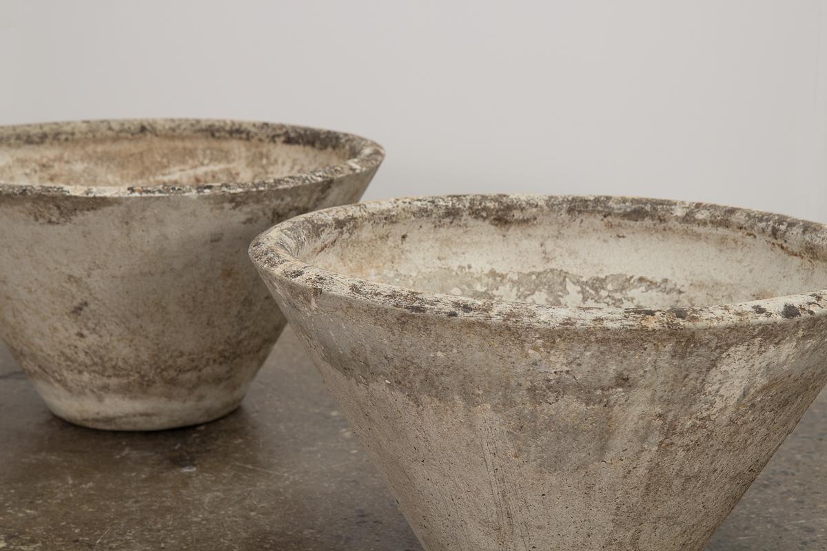 Concrete Pair of Willy Guhl Conical Planters For Sale
