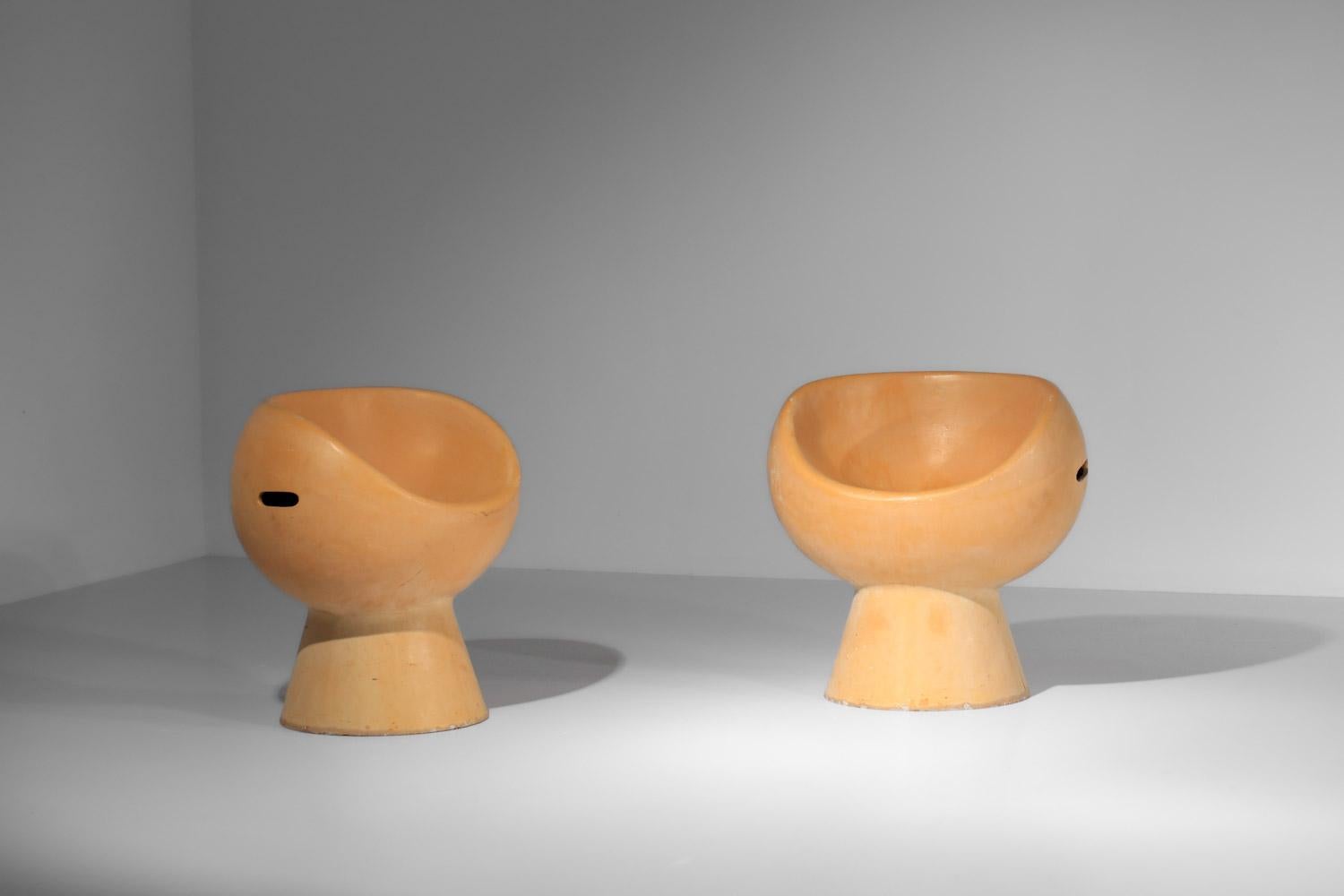 Paire de fauteuils à boules Eternite de Willy Guhl des années 60 État moyen - En vente à Ternay, Auvergne-Rhône-Alpes