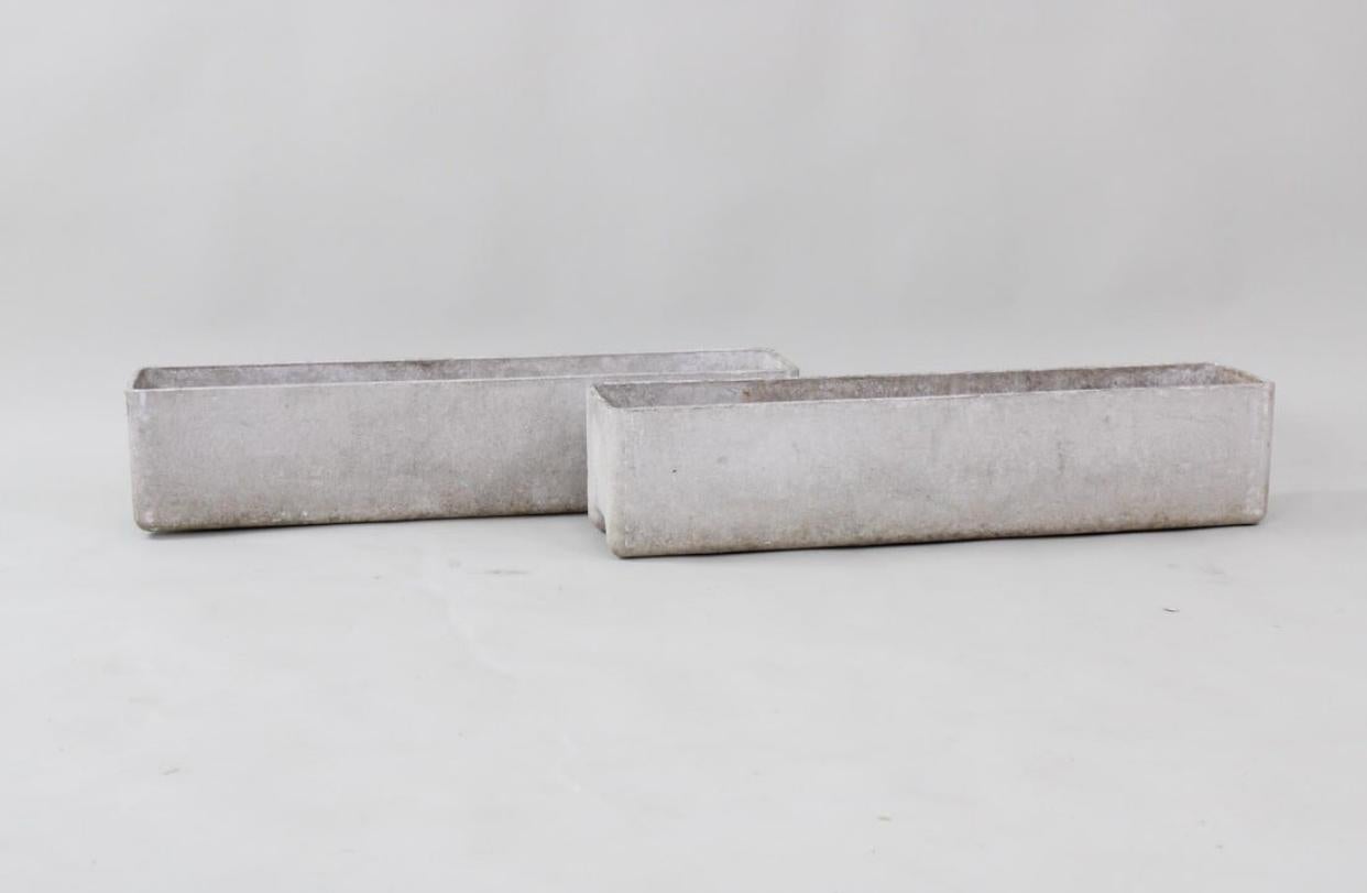 Pair of Willy Guhl for Eternit Rectangular Cement Planters For Sale 2