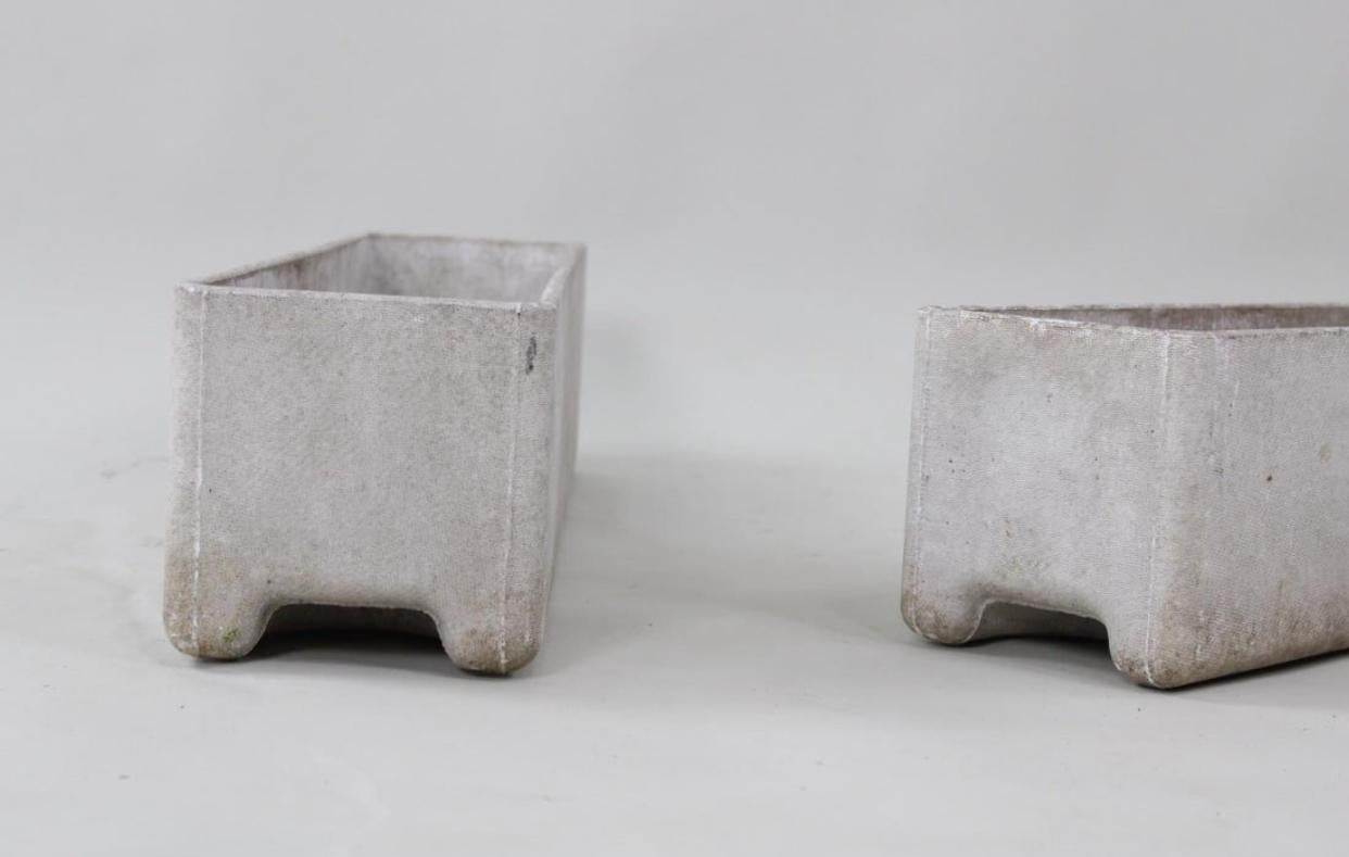 Swiss Pair of Willy Guhl for Eternit Rectangular Cement Planters For Sale