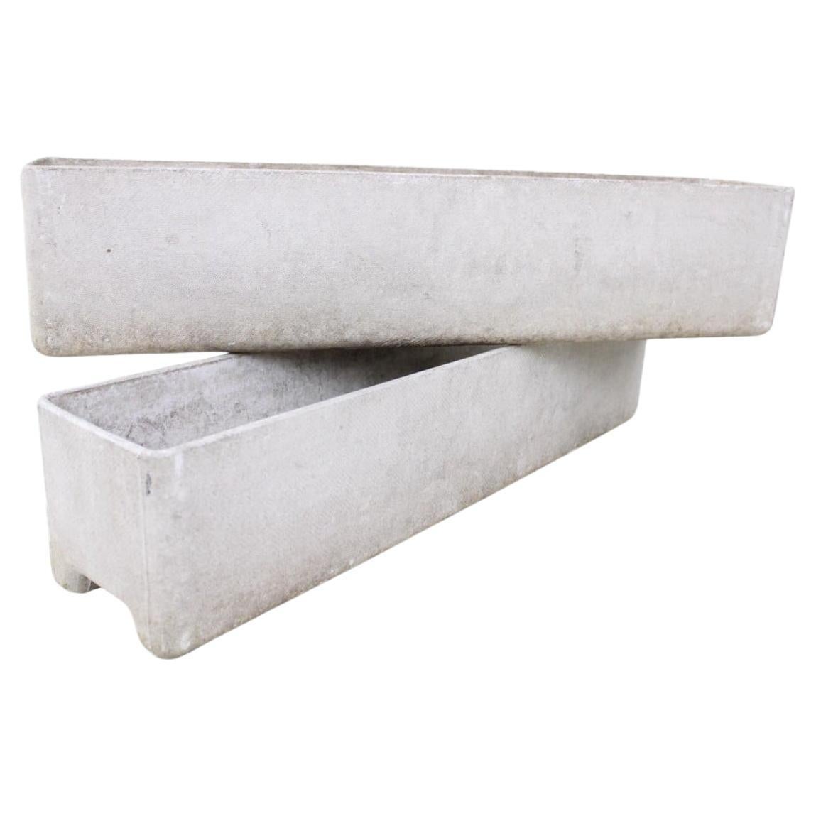 Pair of Willy Guhl for Eternit Rectangular Cement Planters For Sale