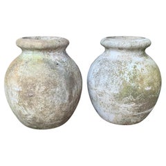 Vintage Pair Of Willy Guhl Olive Jar Planters
