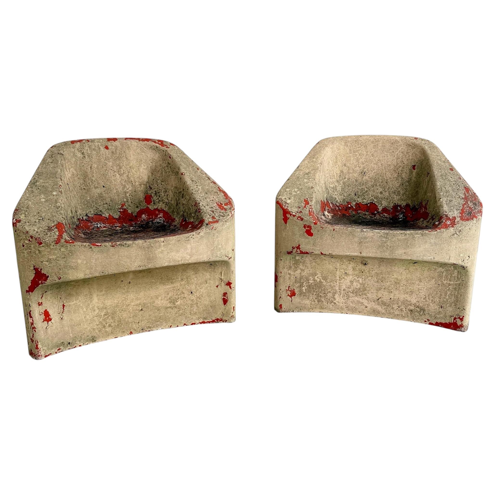 Pair of Willy Guhl Sculptural Concrete Chairs For Sale