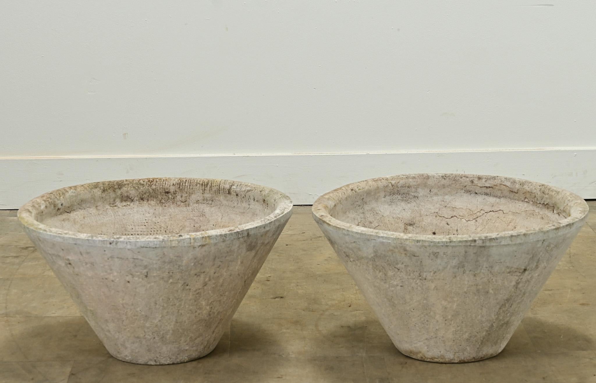 Swiss Pair of Willy Guhl Small Cone Planters