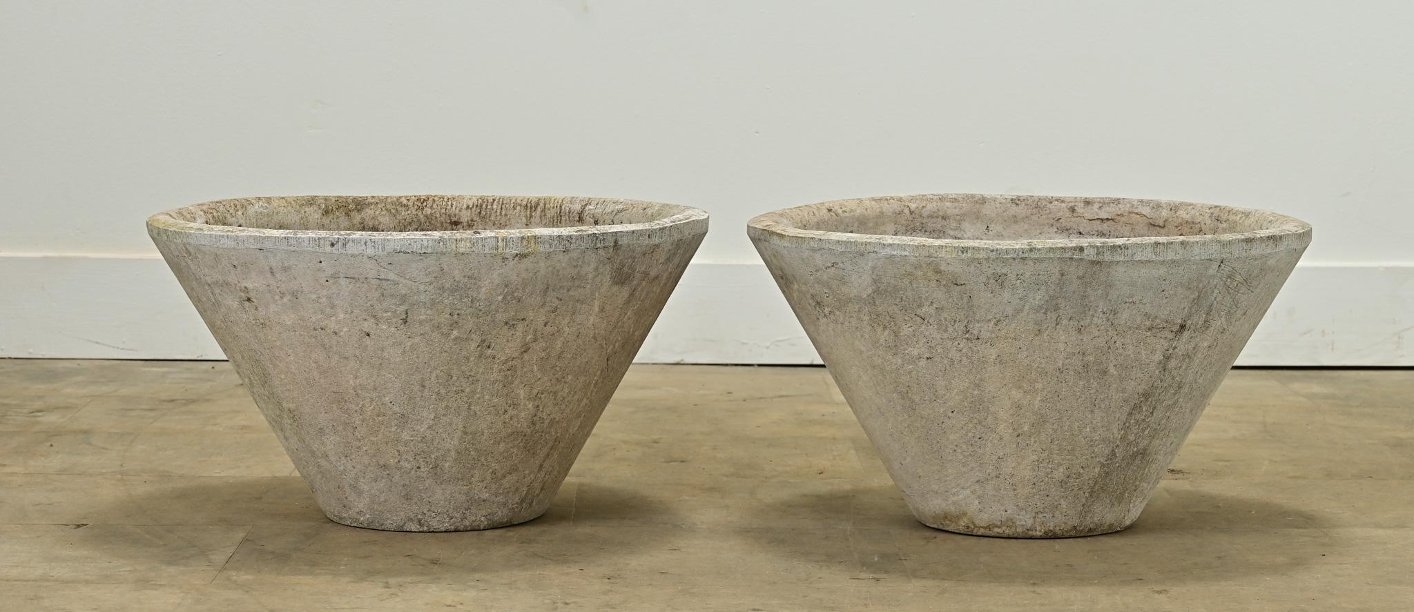 Concrete Pair of Willy Guhl Small Cone Planters