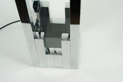 Paire de lampes Willy Rizzo chromées/laiton et détails chromés, 1970 Lumica