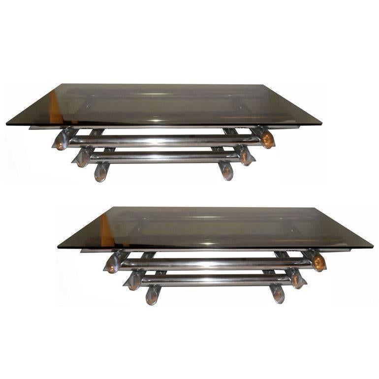 Pair of Willy Rizzo Style Coffee Tables