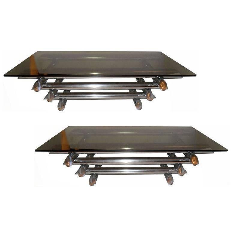 Paire de tables basses de style Willy Rizzo en vente