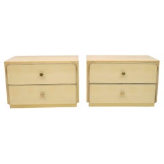 Pair of Willy Rizzo Style Italian Maple Wood and Brass Night Stands, 1980s