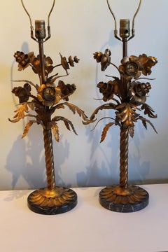 Pair of Wilshire House Italian Foliate Lamps