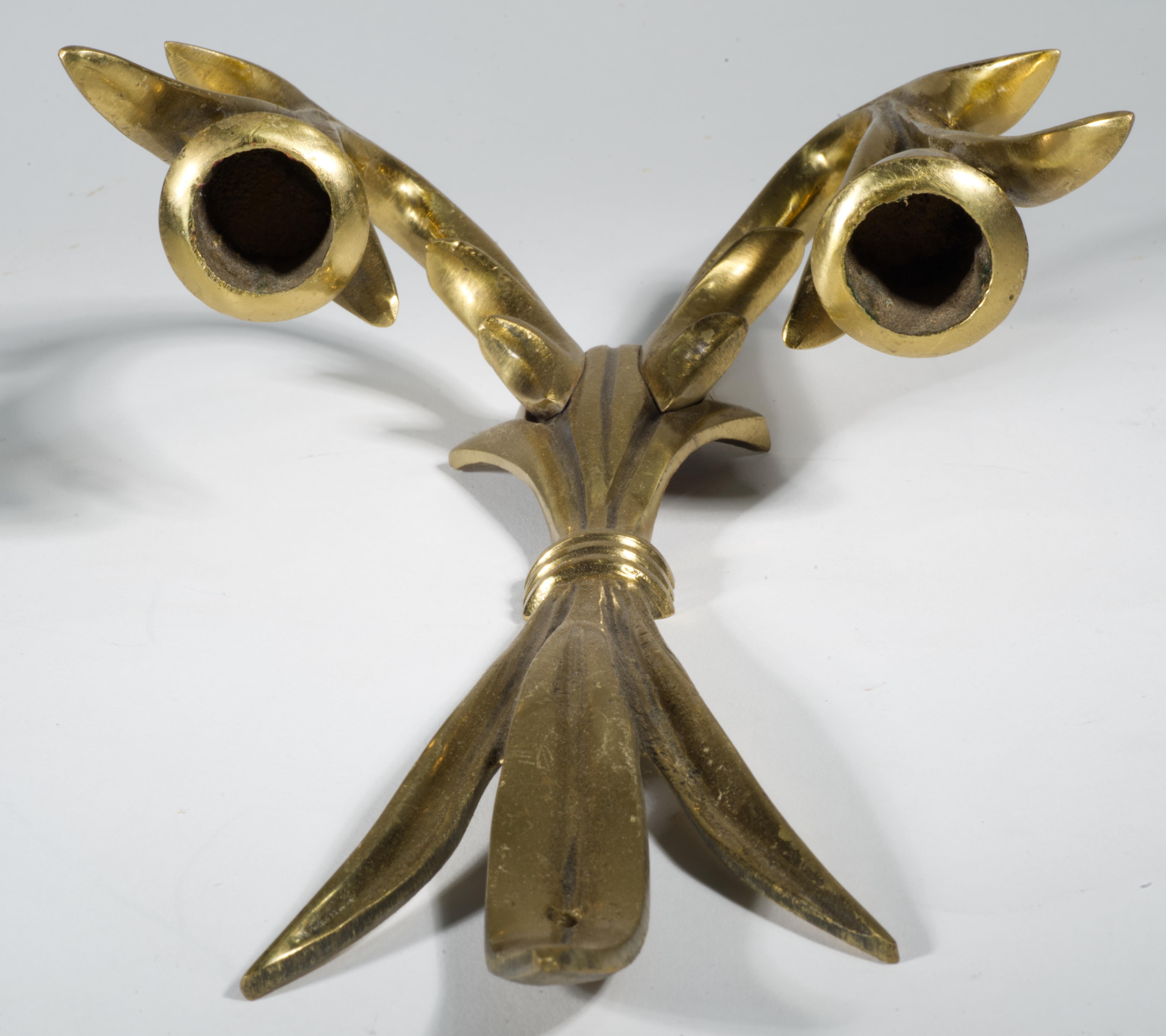 Pair of Wilson Bronze Candle Holders Wall Sconces For Sale 3