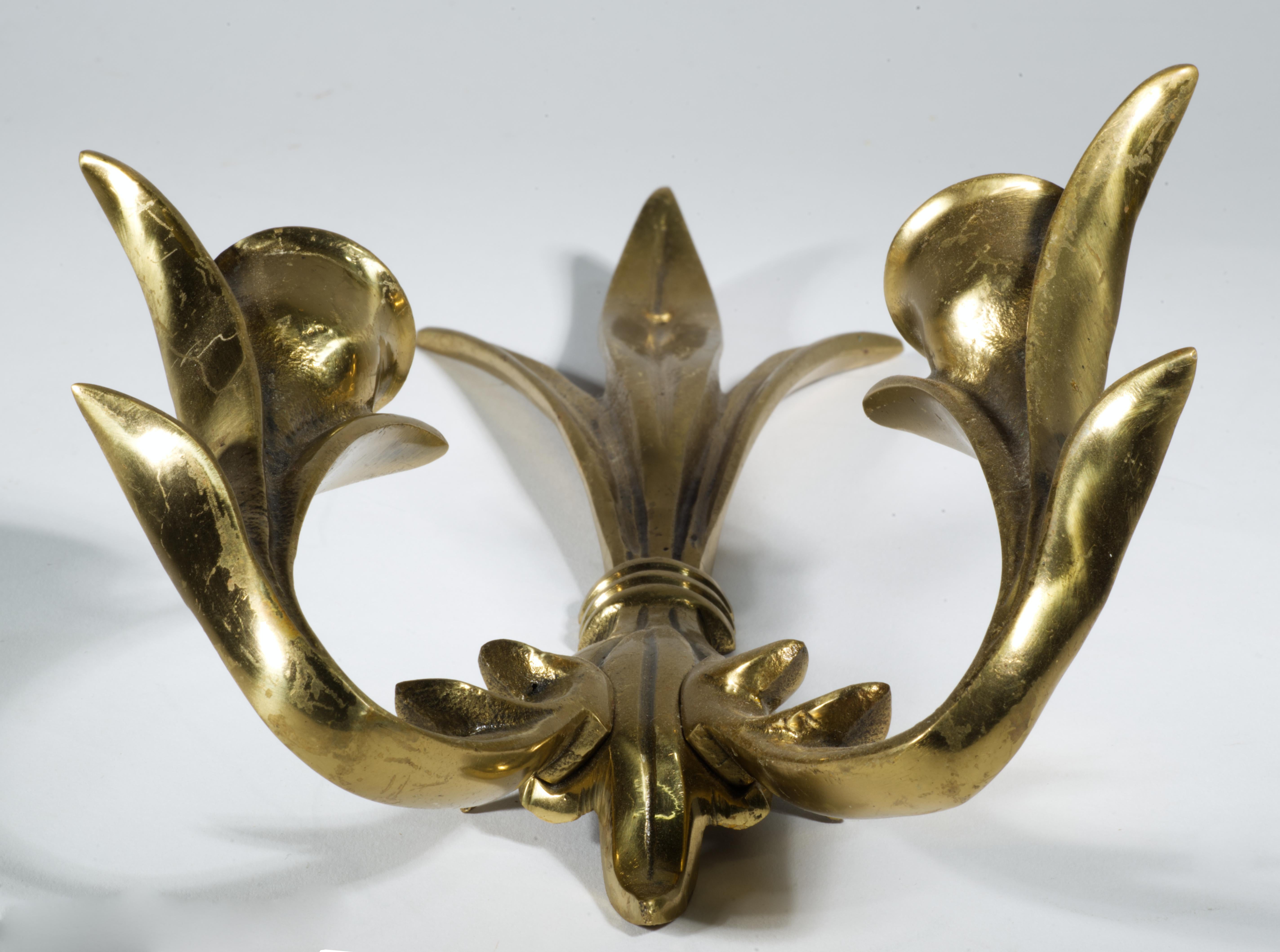 Pair of Wilson Bronze Candle Holders Wall Sconces For Sale 4
