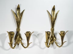 Pair of Wilson Bronze Candle Holders Wall Sconces