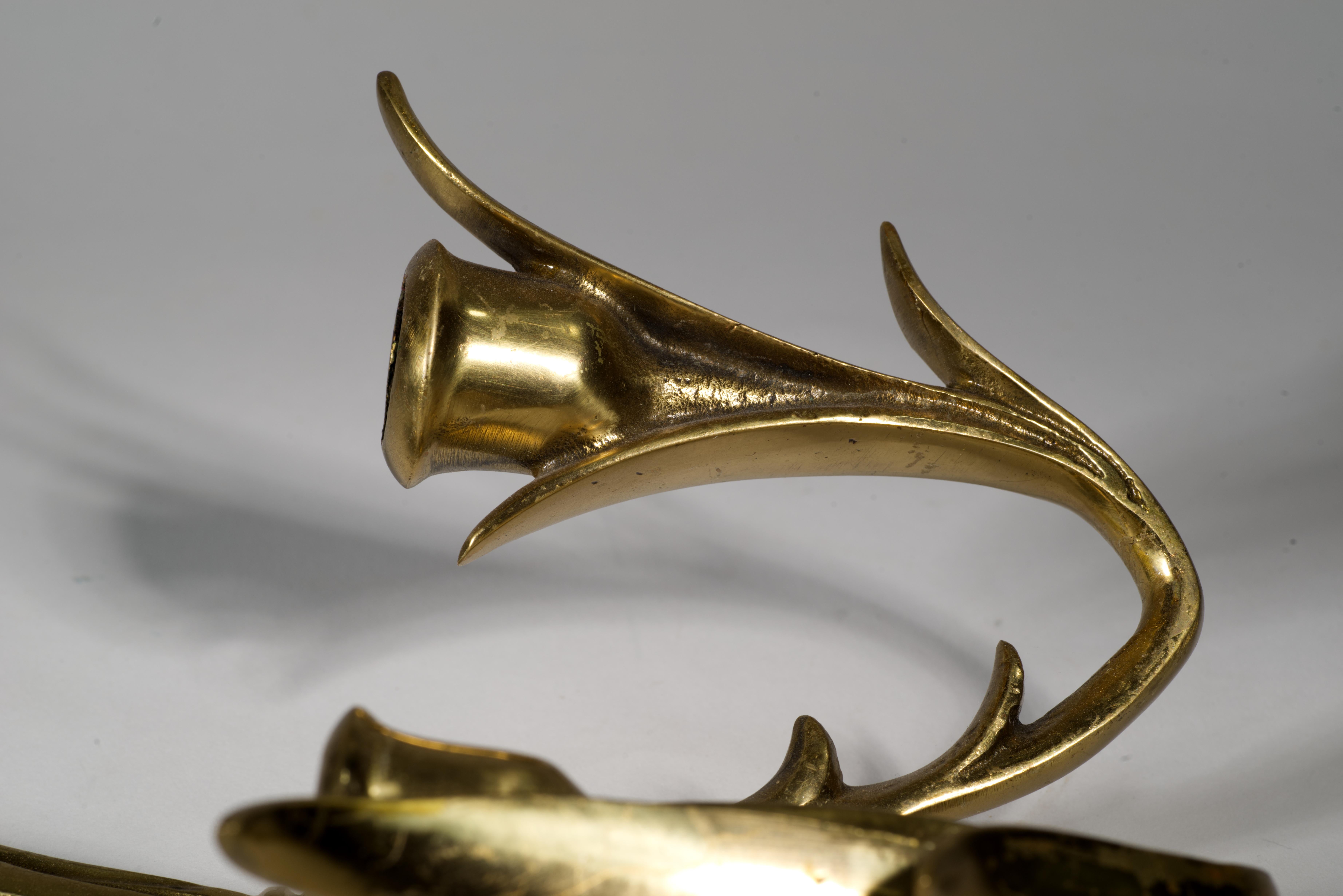 Brass Pair of Wilson Bronze Candle Holders Wall Sconces For Sale