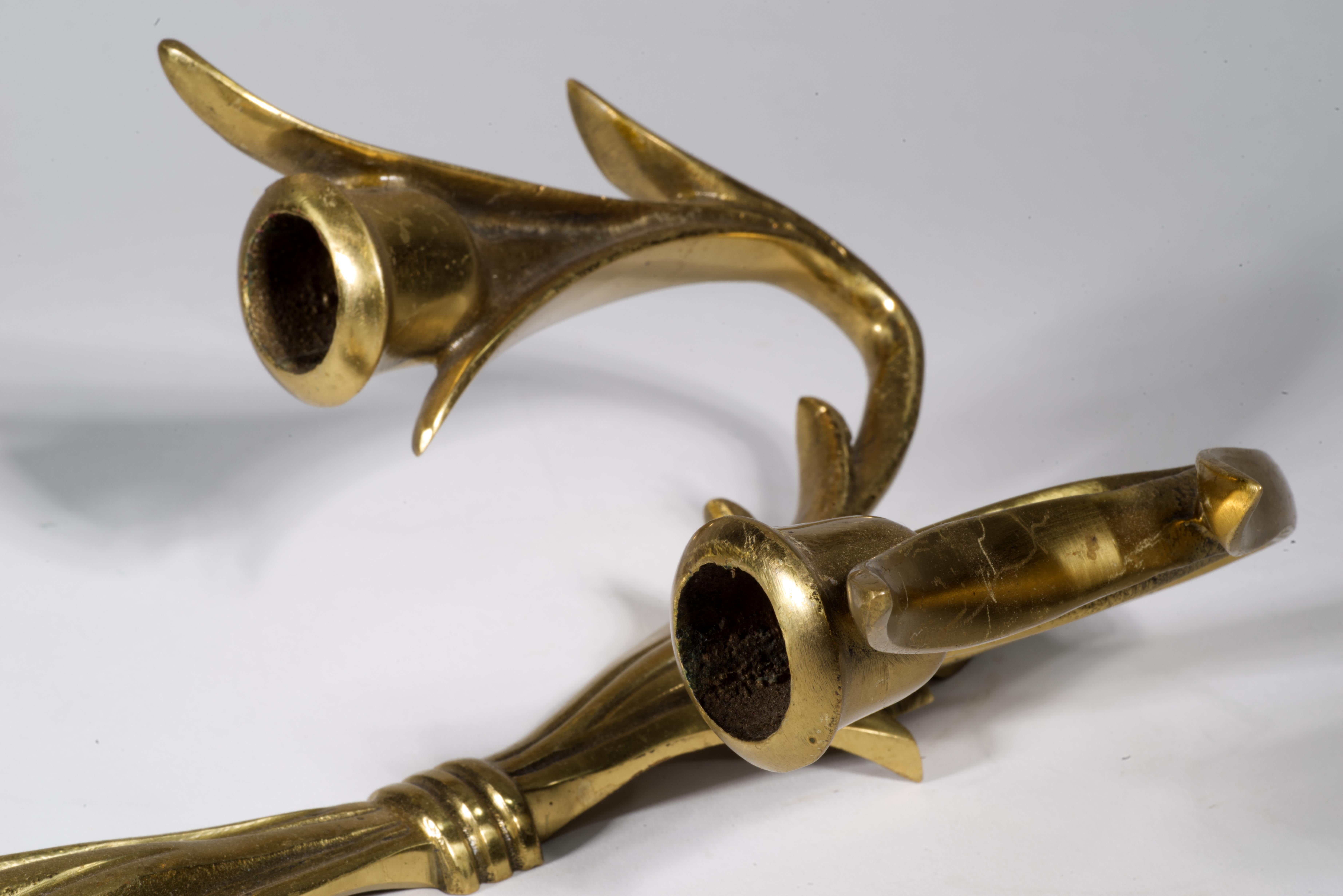 Pair of Wilson Bronze Candle Holders Wall Sconces For Sale 1