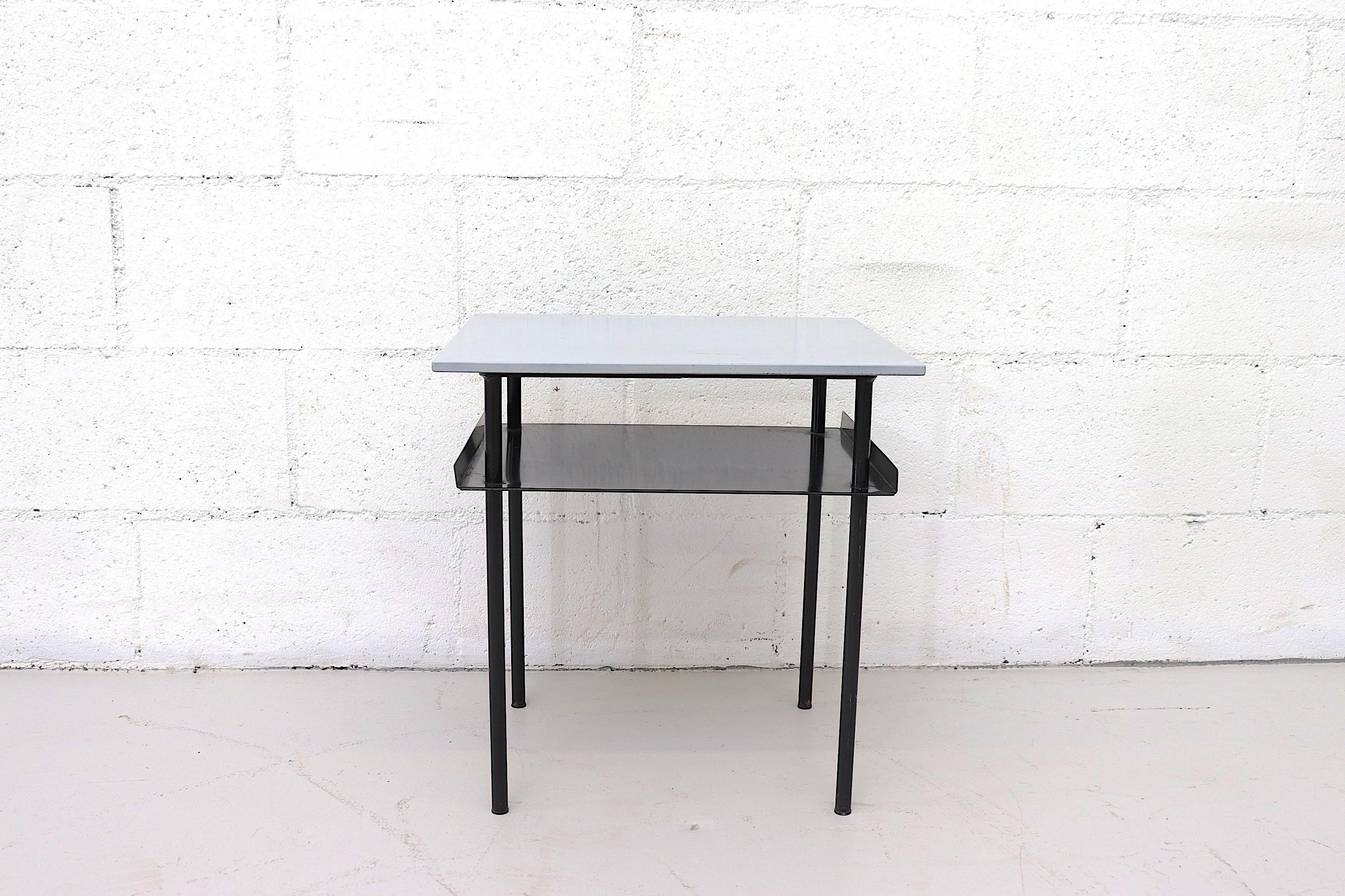 Pair of Wim Rietveld Style Industrial Side Tables by Auping 2
