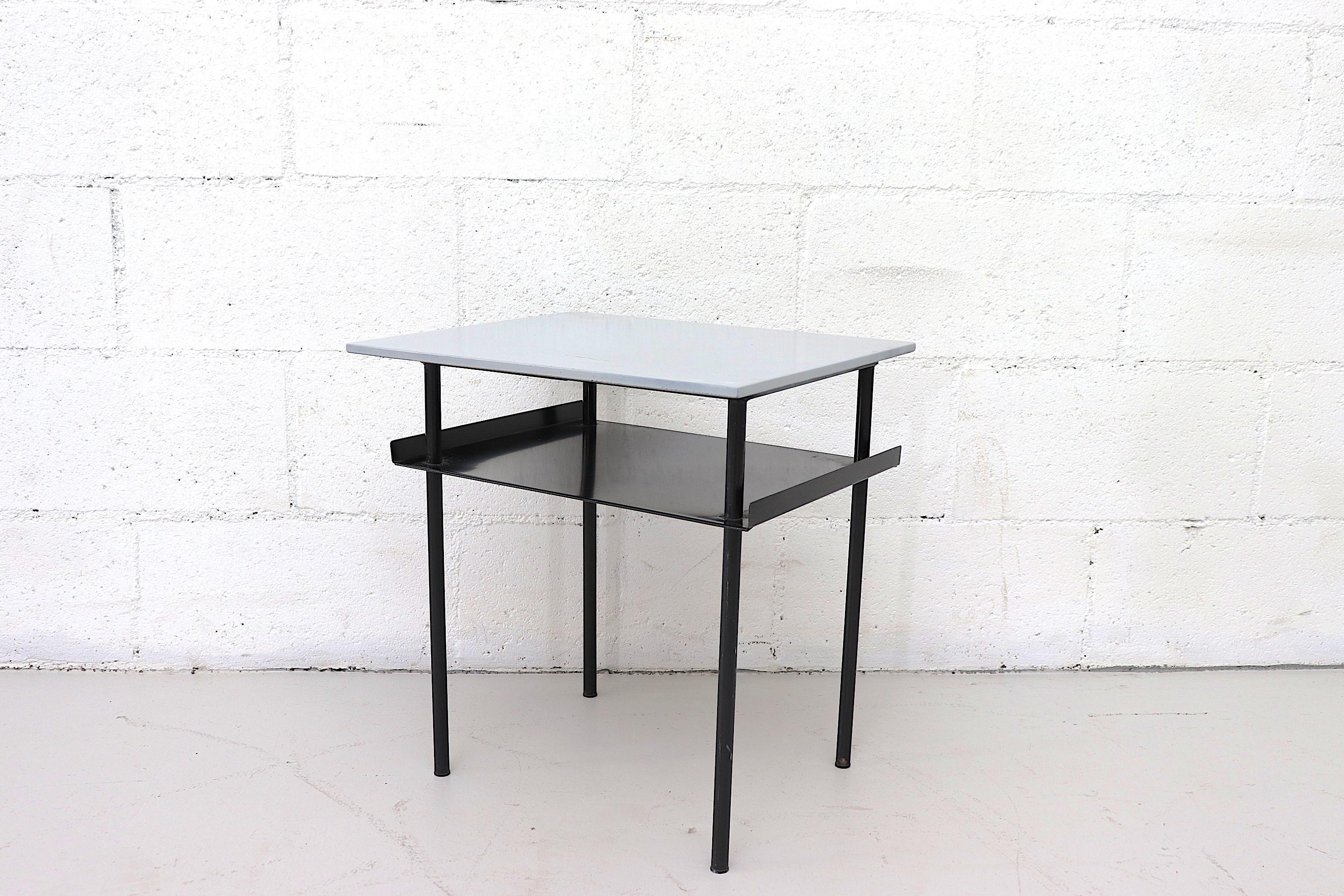 Pair of Wim Rietveld Style Industrial Side Tables by Auping 3