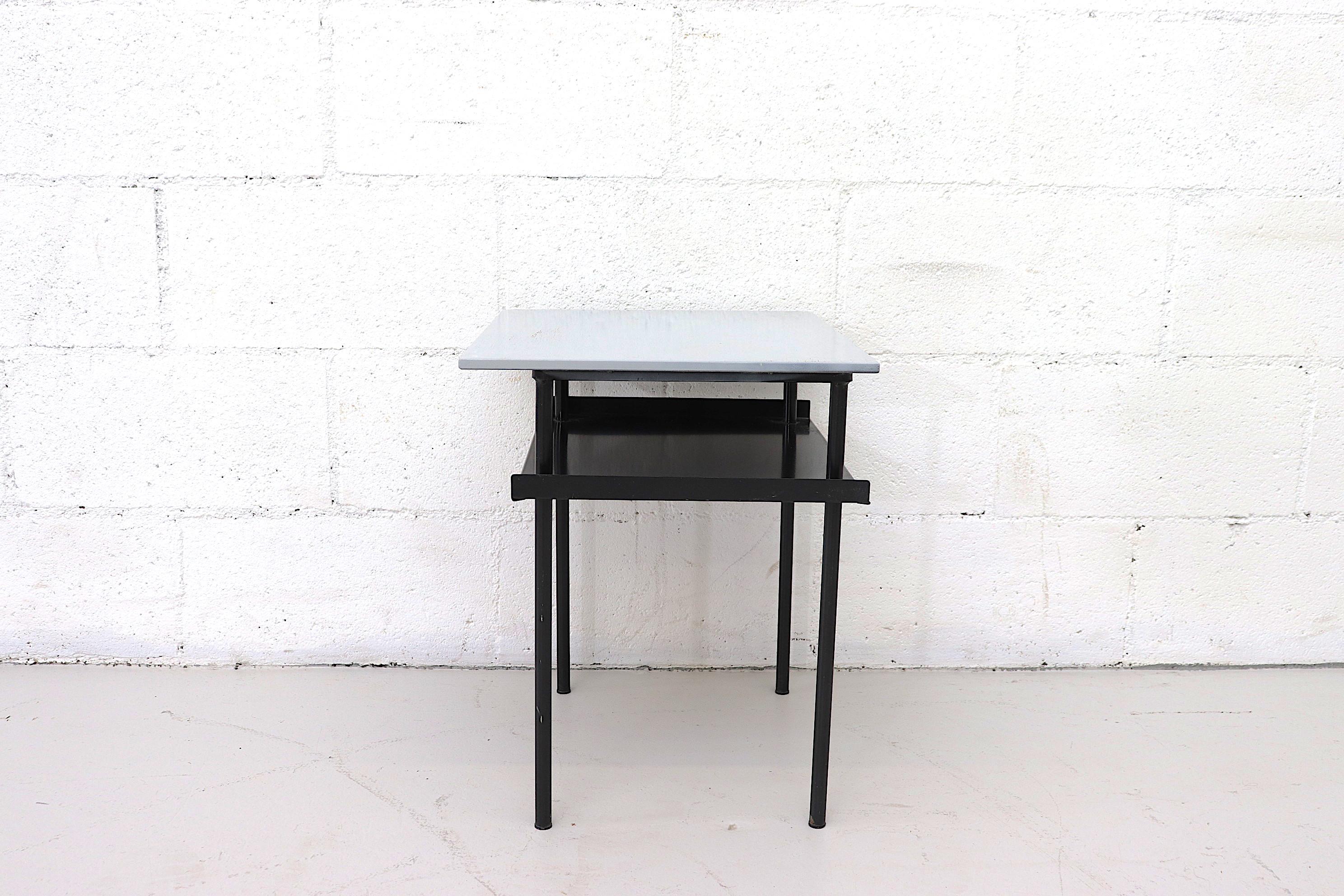 Pair of Wim Rietveld Style Industrial Side Tables by Auping 4