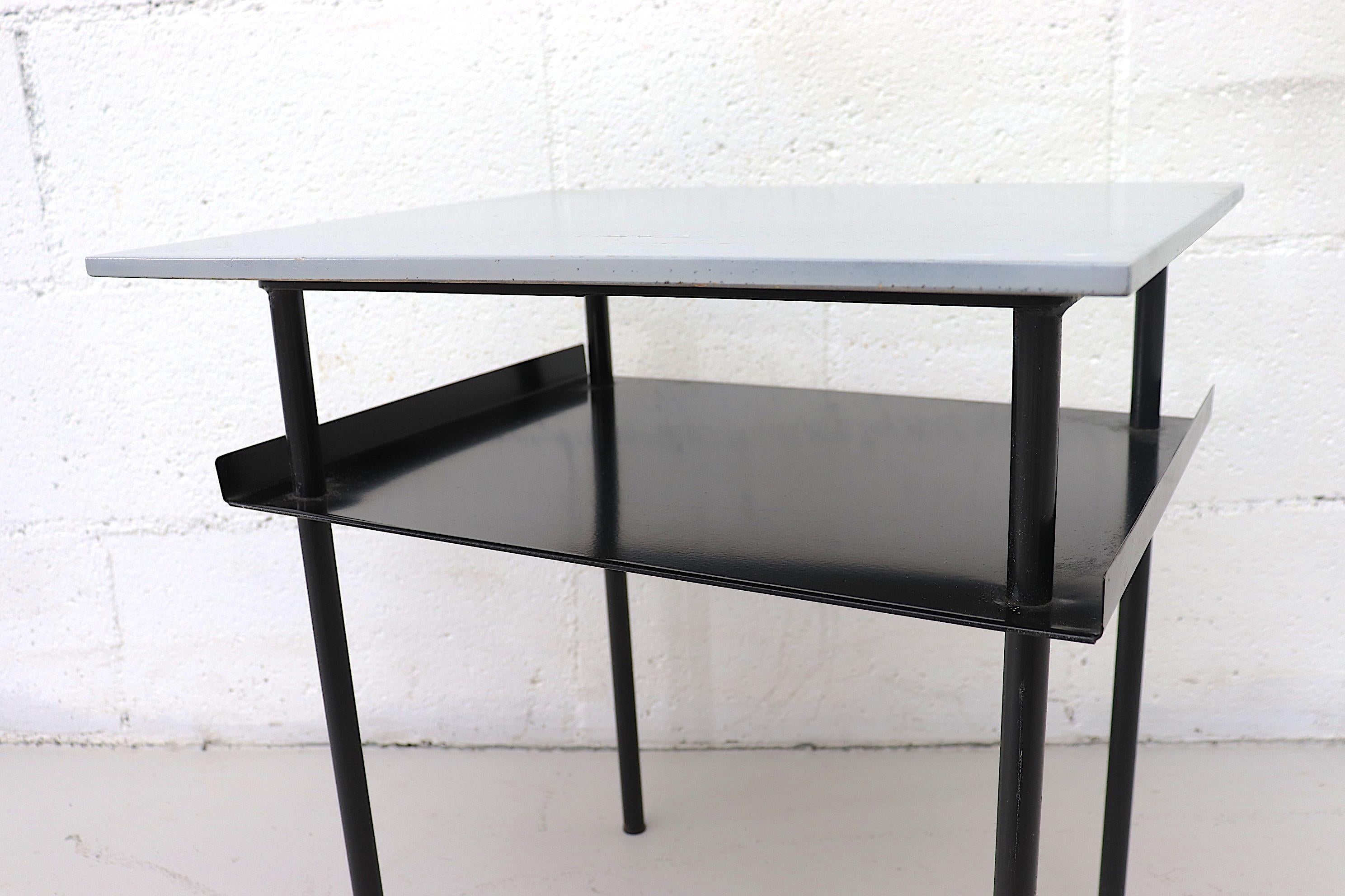 Pair of Wim Rietveld Style Industrial Side Tables by Auping 7