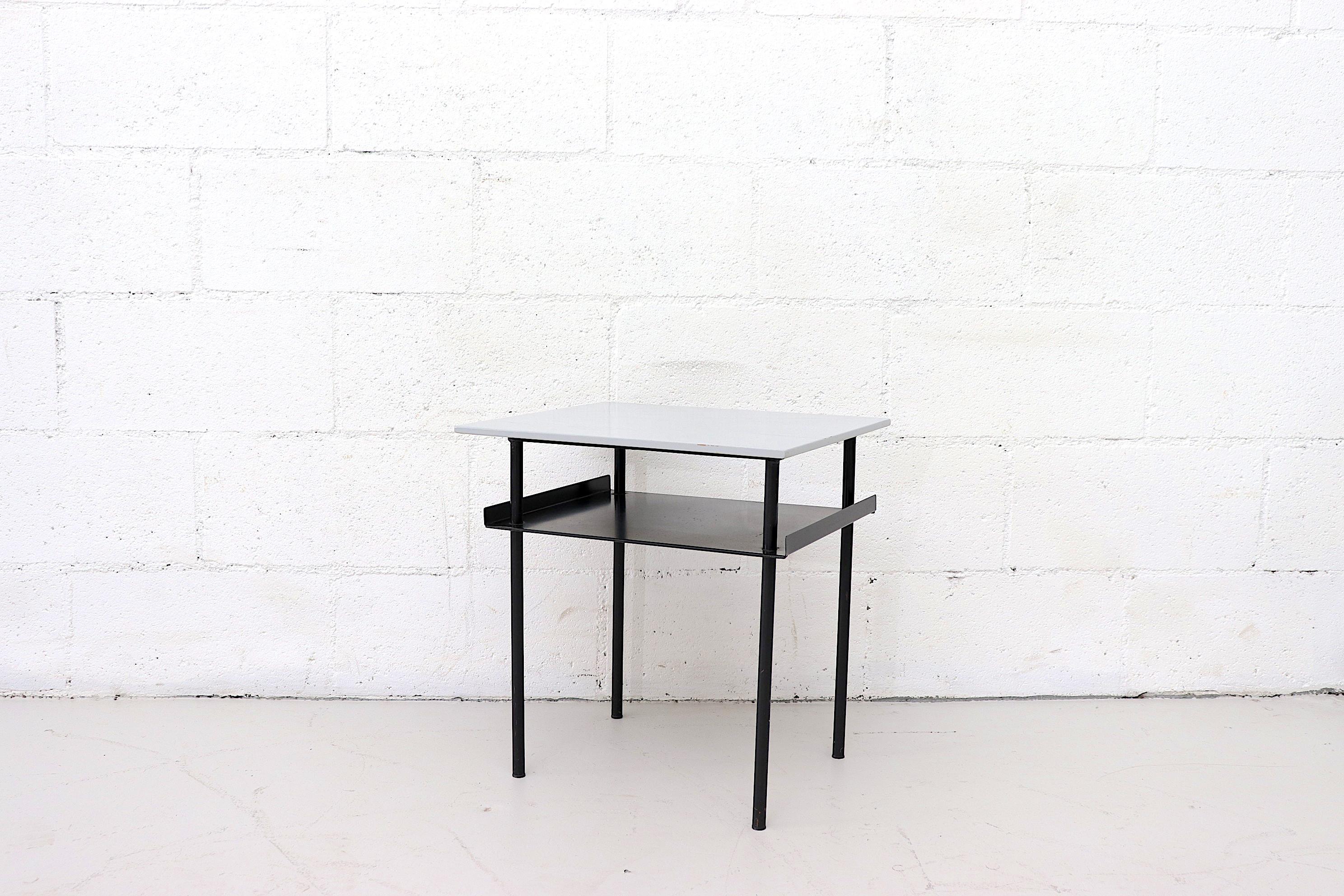 Mid-Century Modern Pair of Wim Rietveld Style Industrial Side Tables by Auping