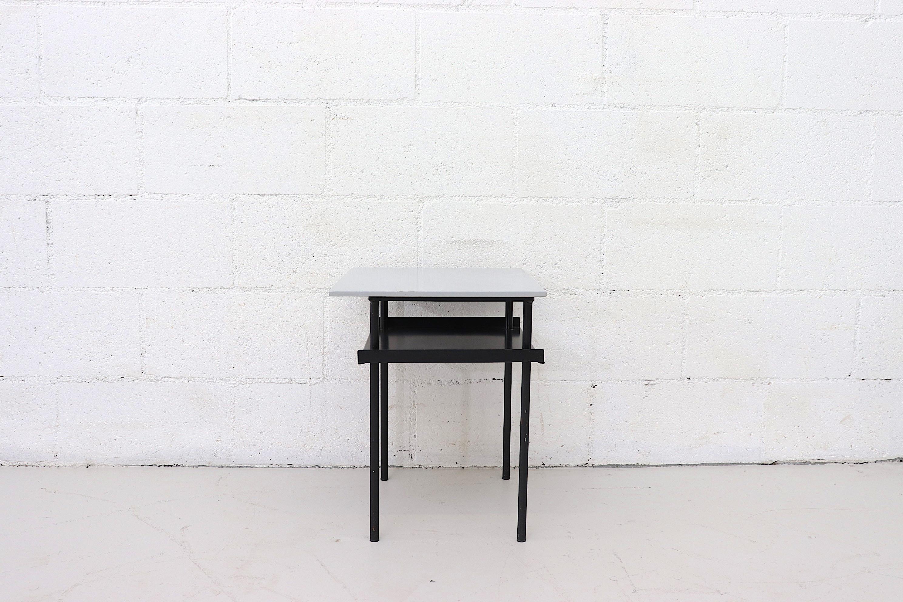 Dutch Pair of Wim Rietveld Style Industrial Side Tables by Auping