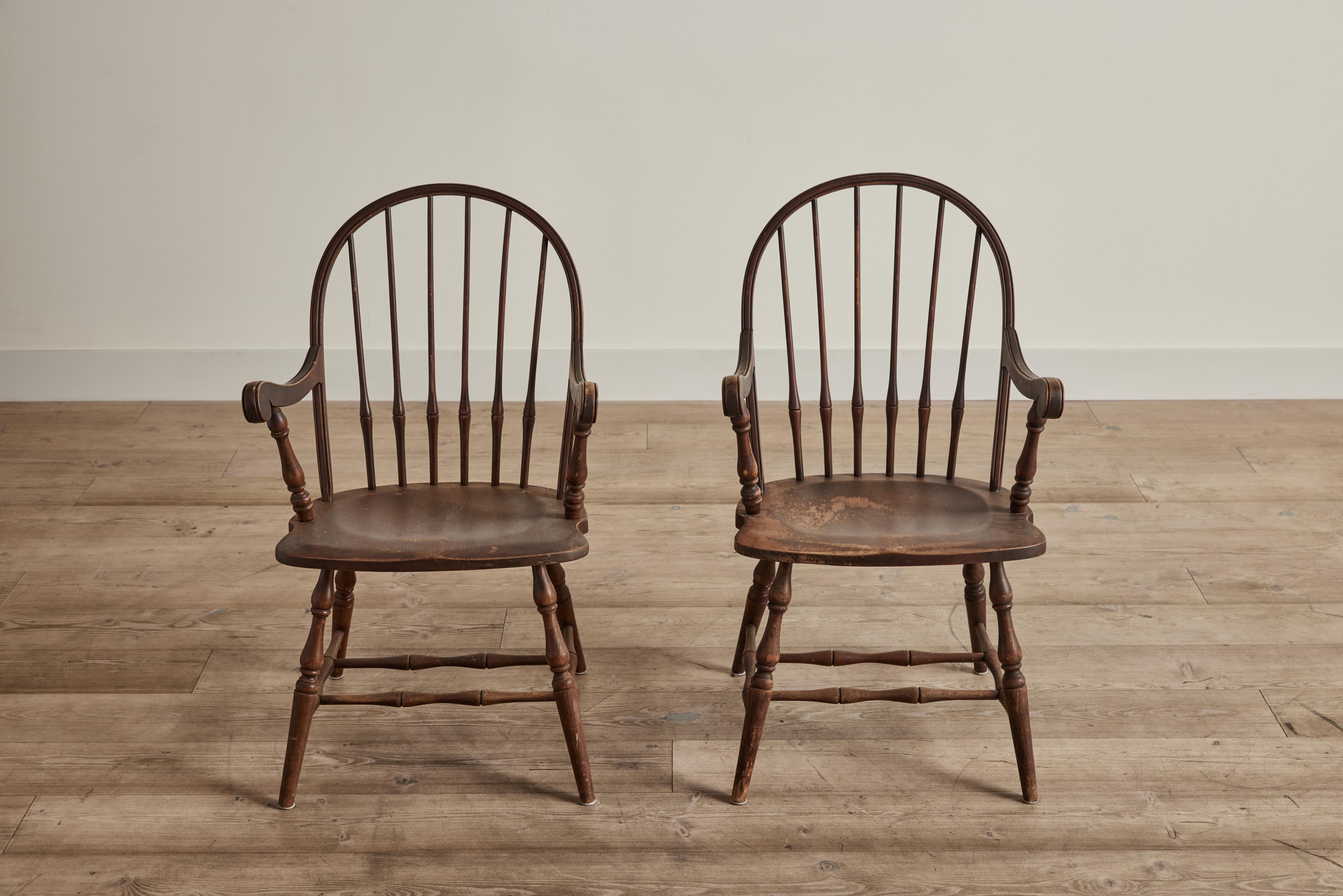 American Colonial Pair of Windsor Chairs