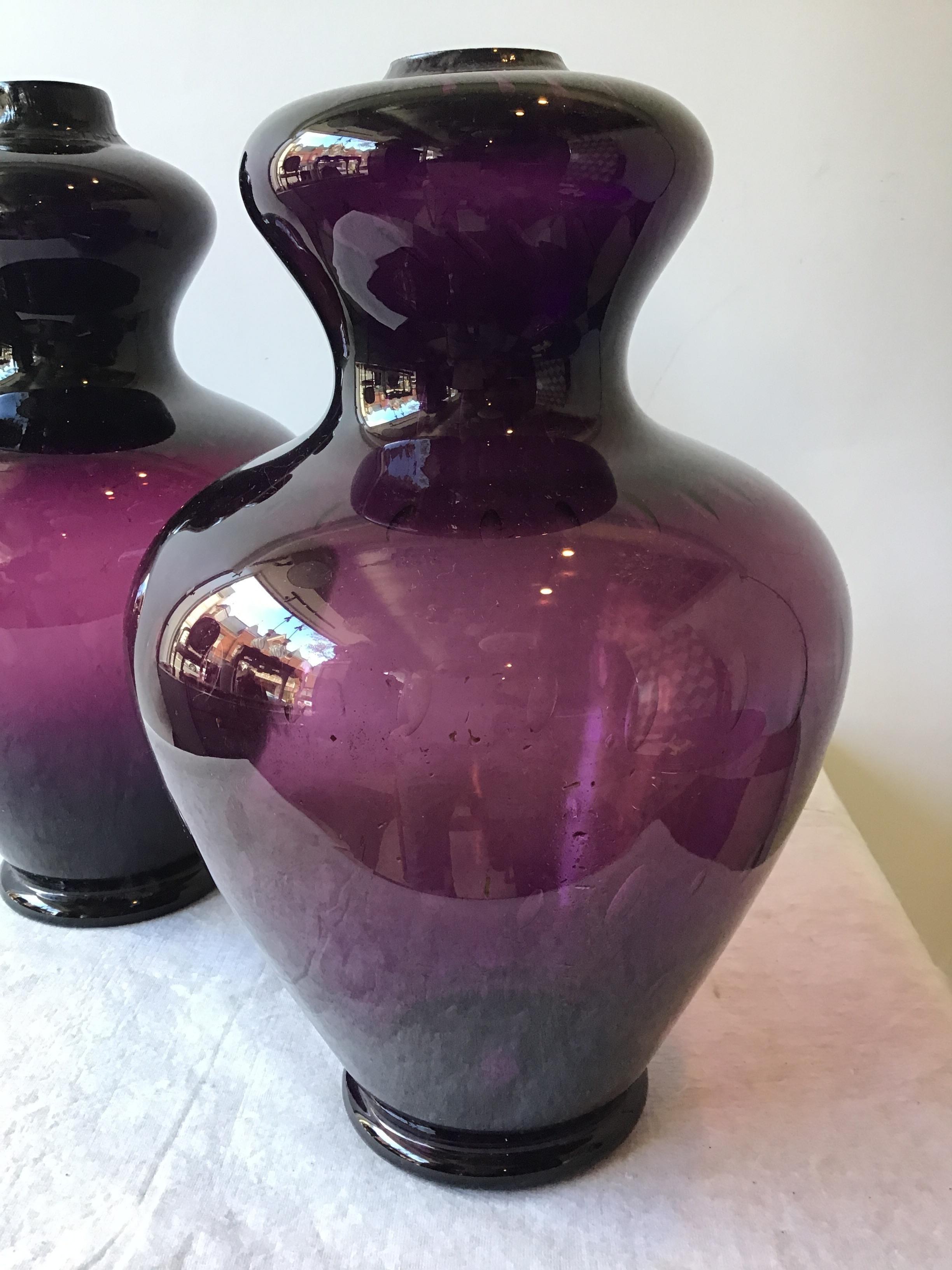 Pair of Wine Colored 1960s Murano Lamps by Balboa, 4 1