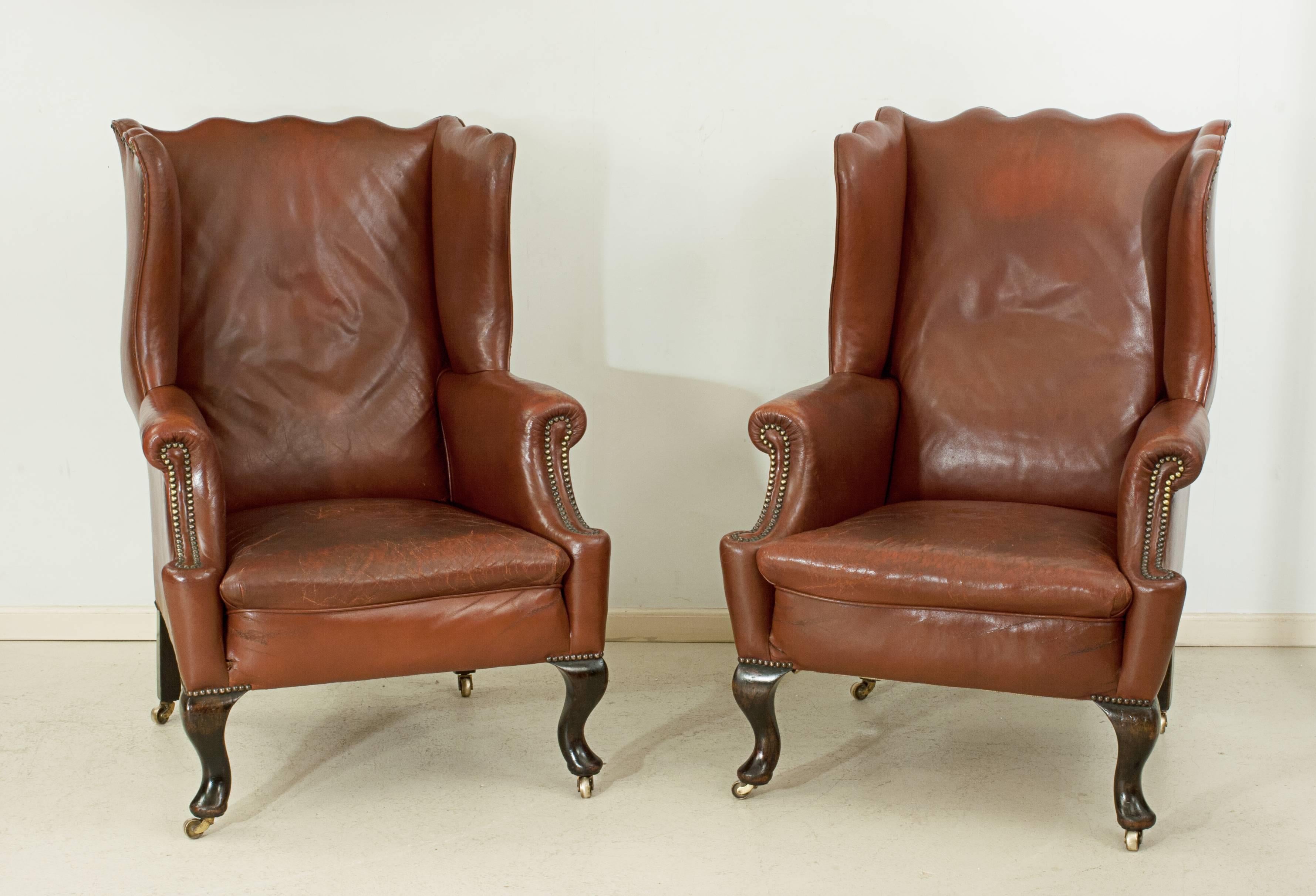 British Pair of Wing Armchairs