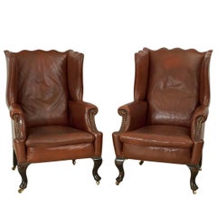 Antique Pair of Wing Armchairs