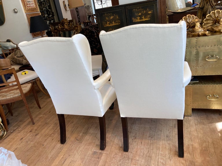 Pair of Wing Back Chairs In Good Condition For Sale In East Hampton, NY
