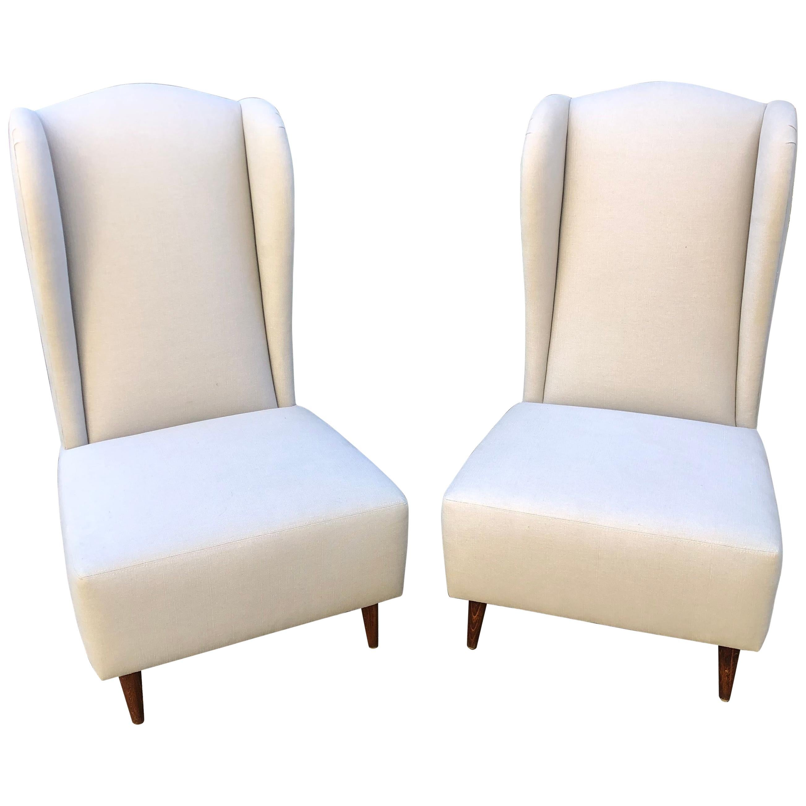 Pair of Wing Back Slipper Chairs
