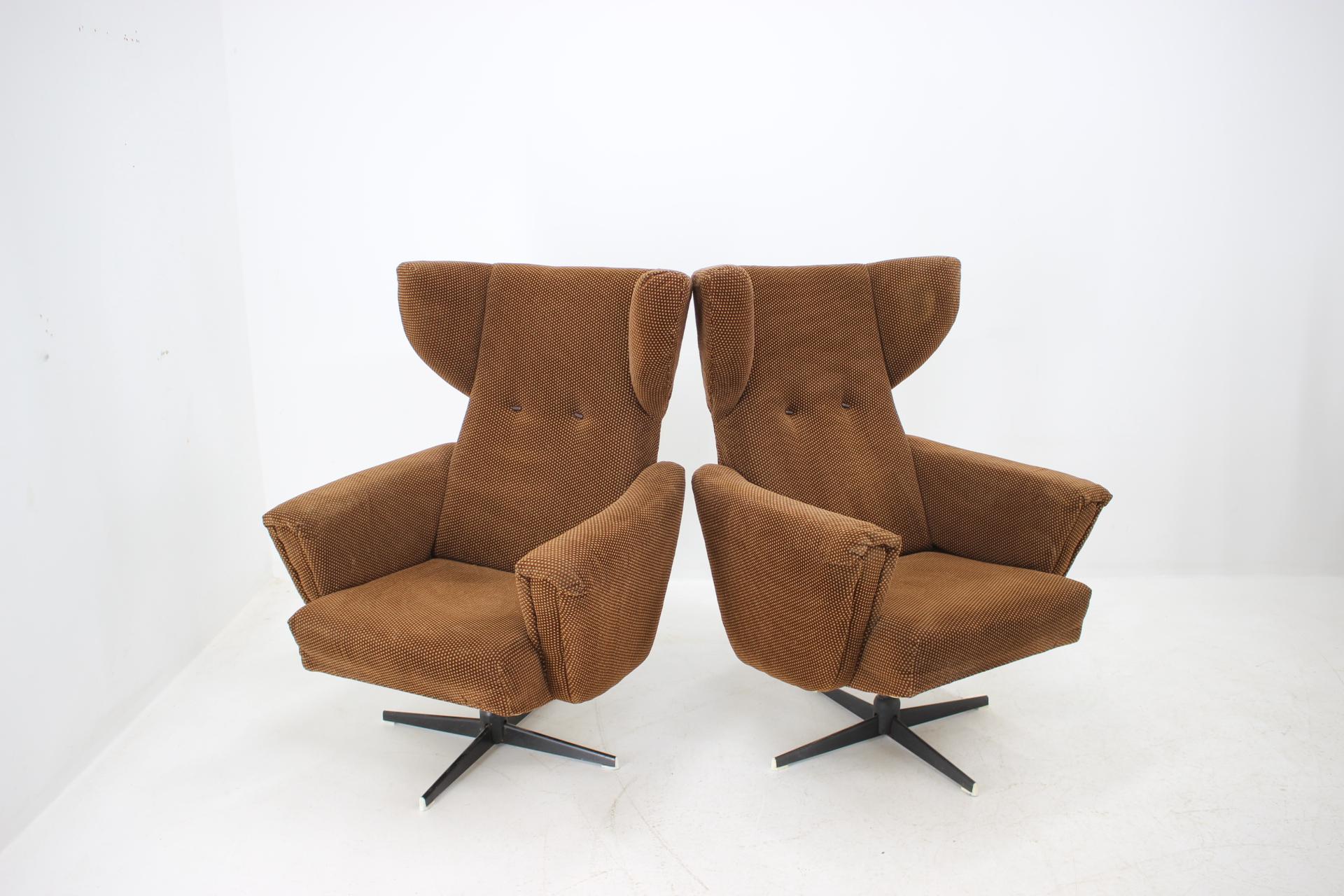 Czech Pair of Wing Chairs, 1960s