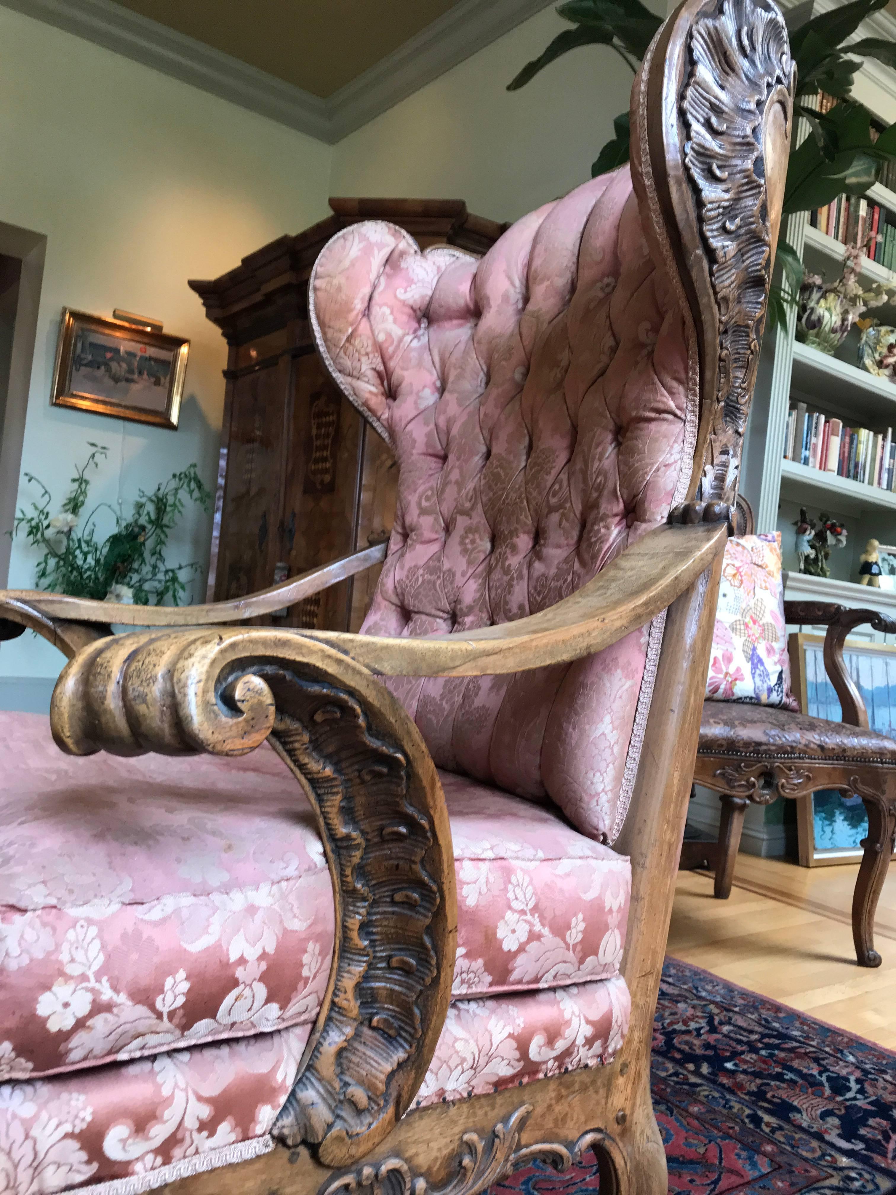 German Pair of Wing Chairs, Baroque Style