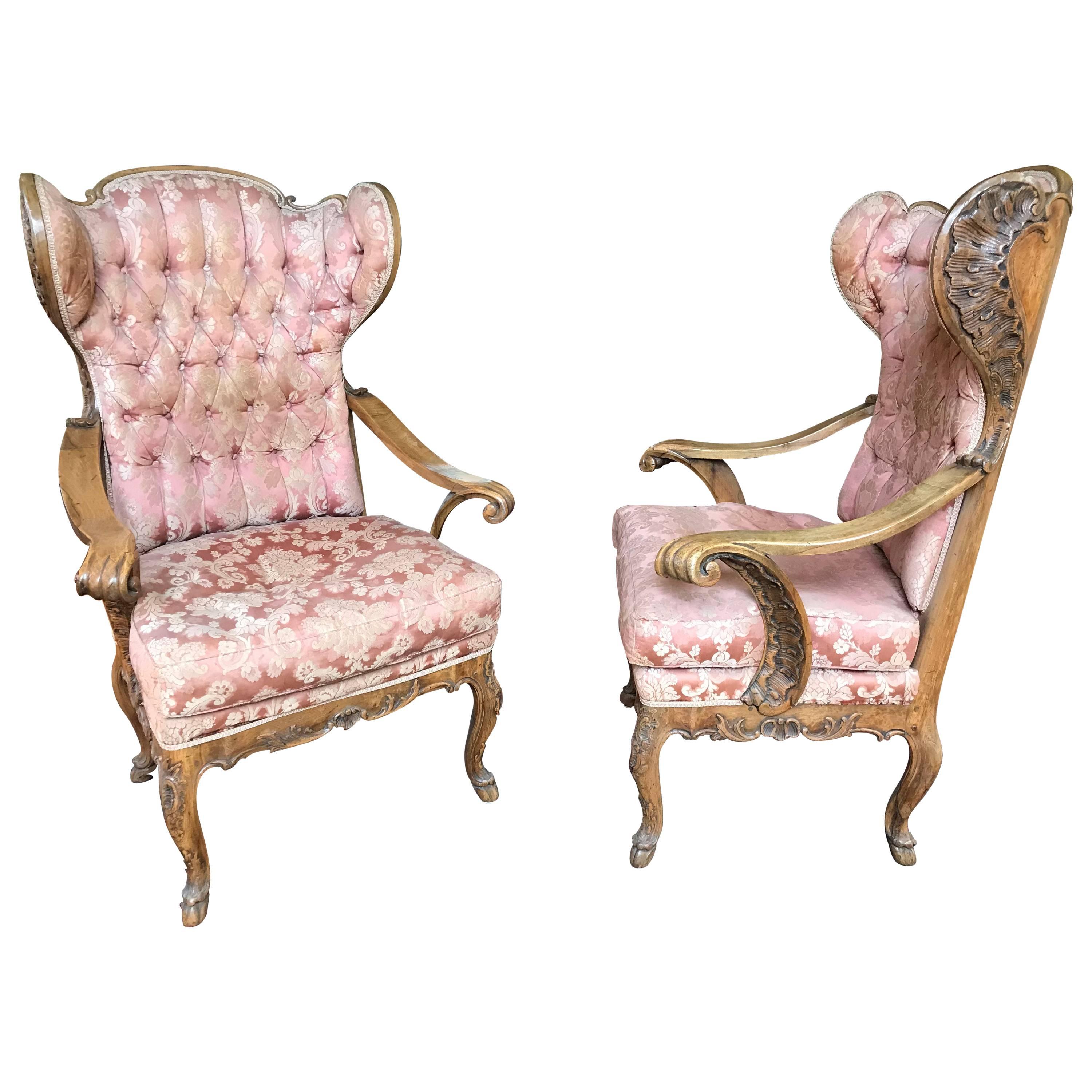 Pair of Wing Chairs, Baroque Style