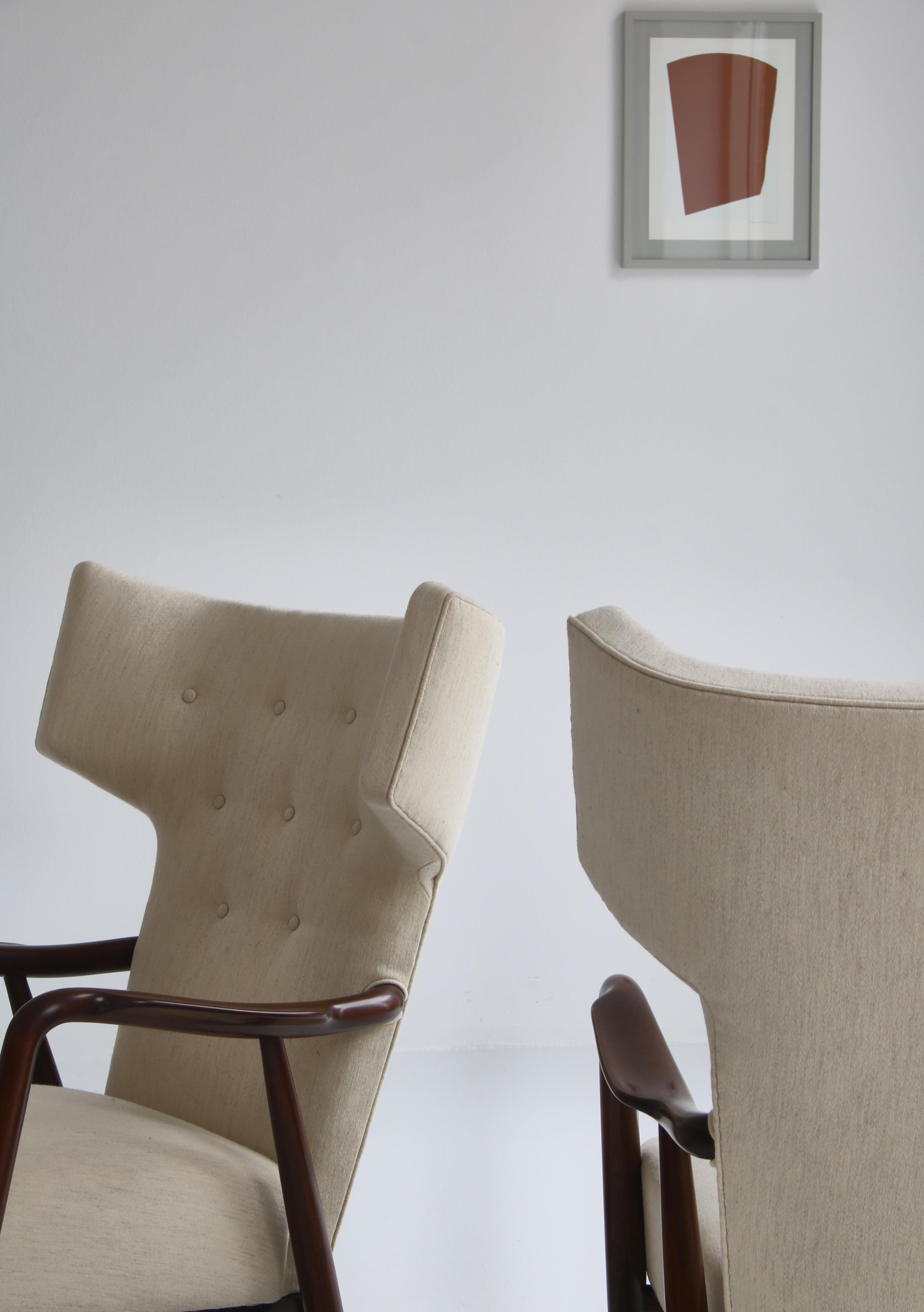 Paire de fauteuils Wingback d'Eva Koppel pour Slagelse Mbelvrk, Danemark, 1947 en vente 11