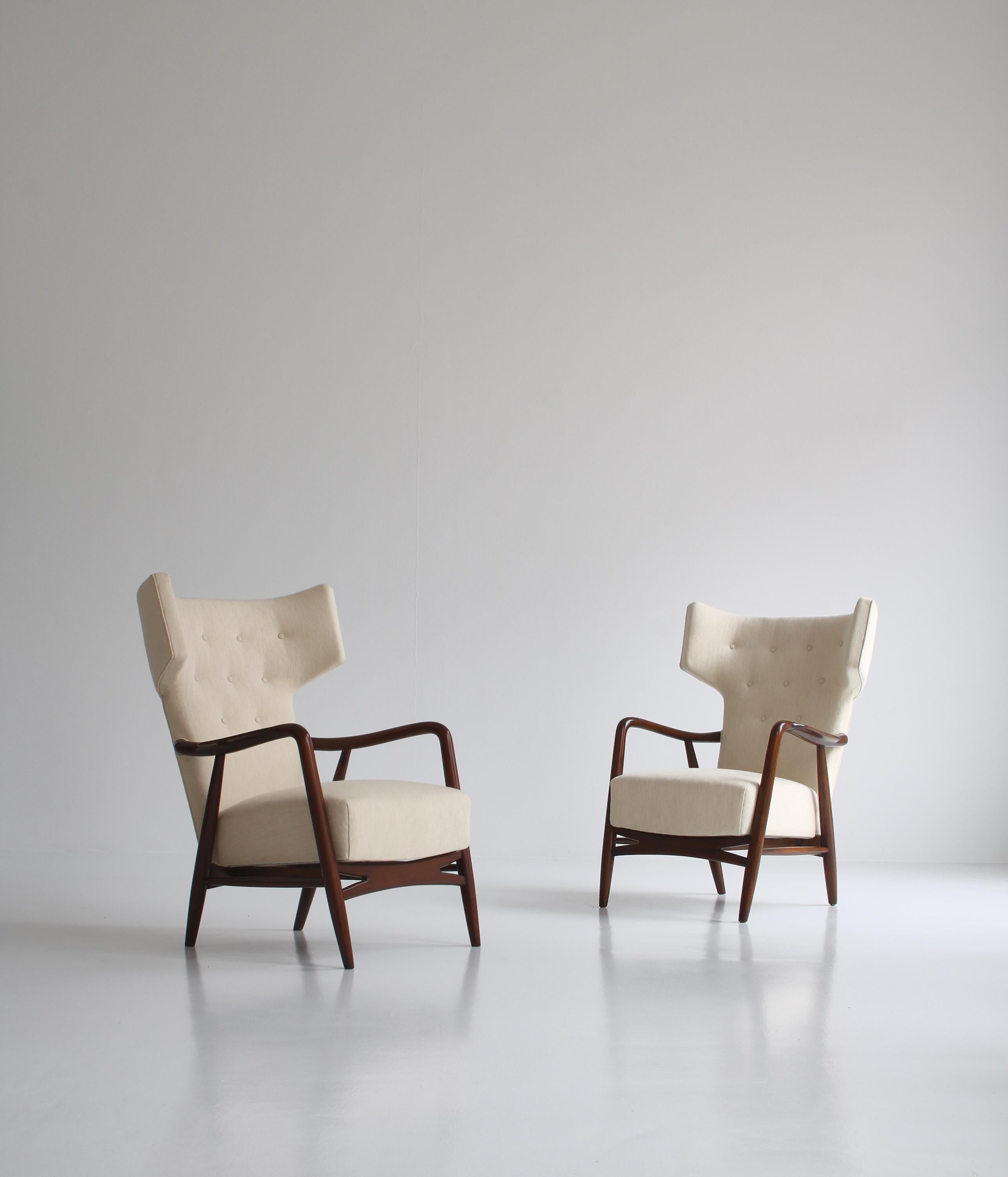 Pair of Wingback Armchairs by Eva Koppel for Slagelse Møbelværk, Denmark, 1947 For Sale 11