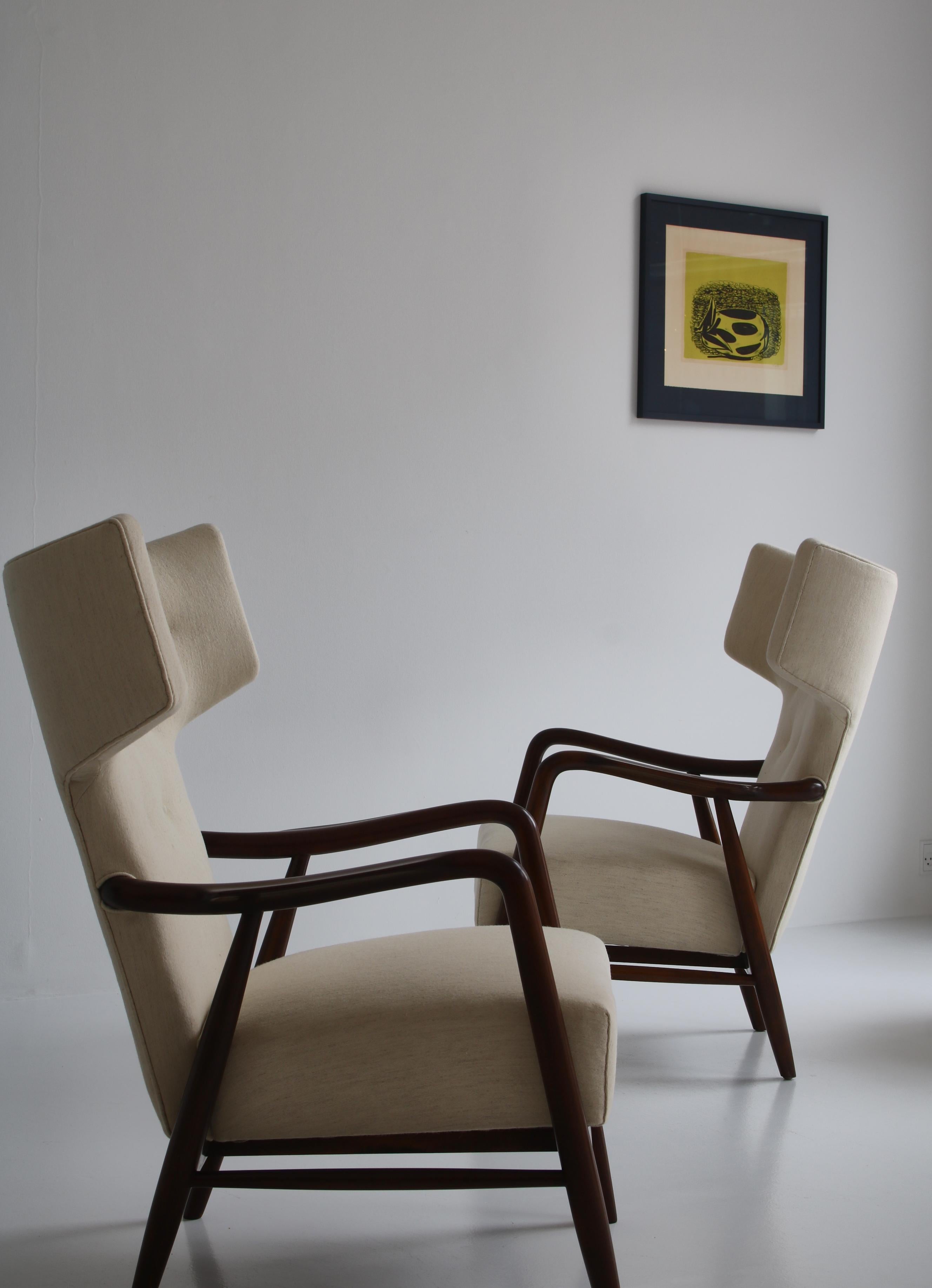 Danois Paire de fauteuils Wingback d'Eva Koppel pour Slagelse Mbelvrk, Danemark, 1947 en vente
