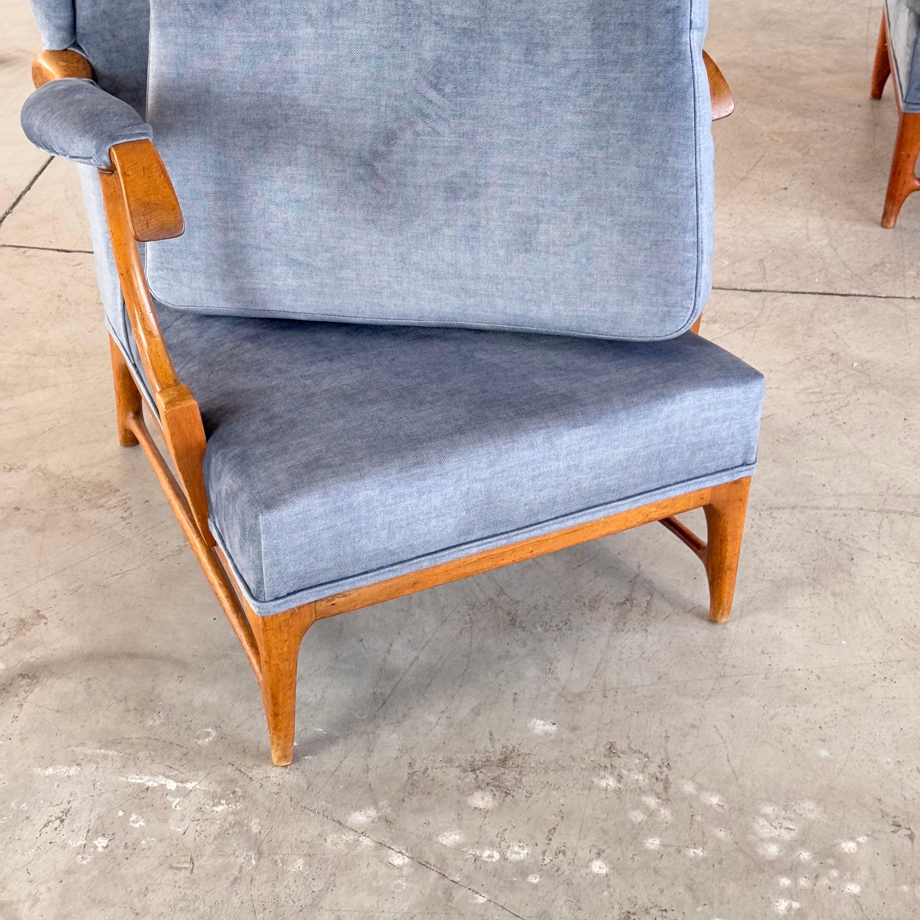 Coppia di poltrone Wingback di Paolo Buffa per Framar, Italia, anni '50 in vendita 4