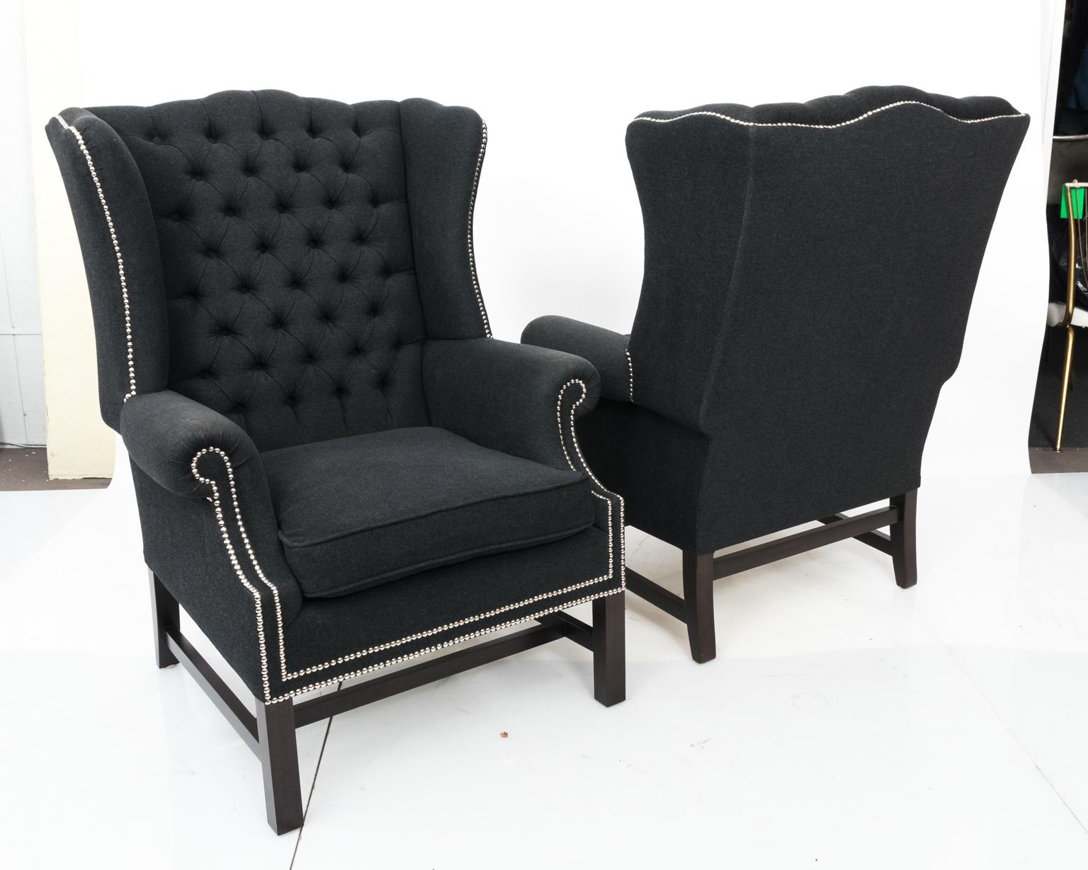 Pair of Wingback Armchairs In Good Condition In Stamford, CT
