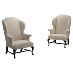 Pair of Wingback Armchairs in Pierre Frey Wool / Mohair / Alpaca Boucle