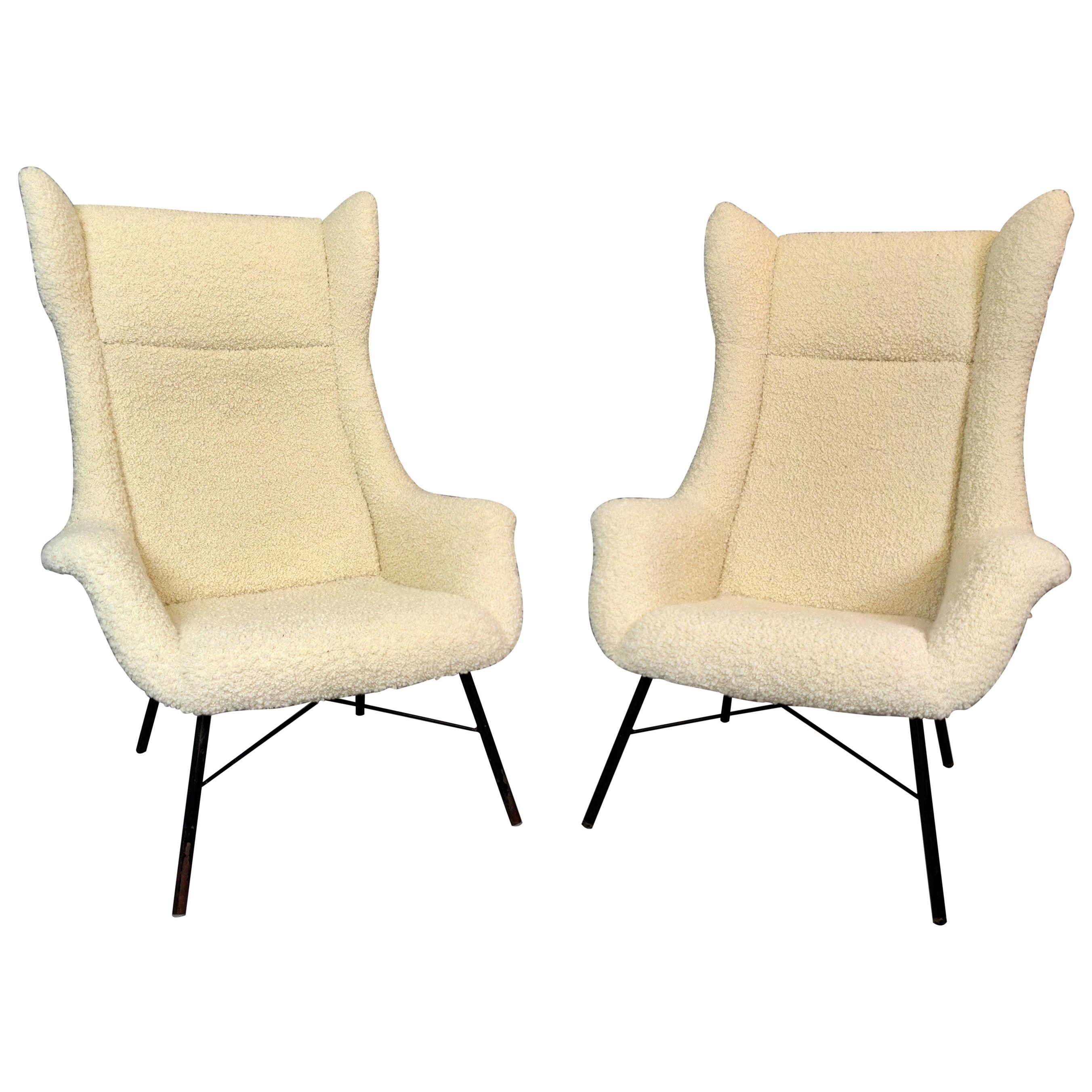 Pair of Wingback Armchairs, Miroslav Navratil, 1960s