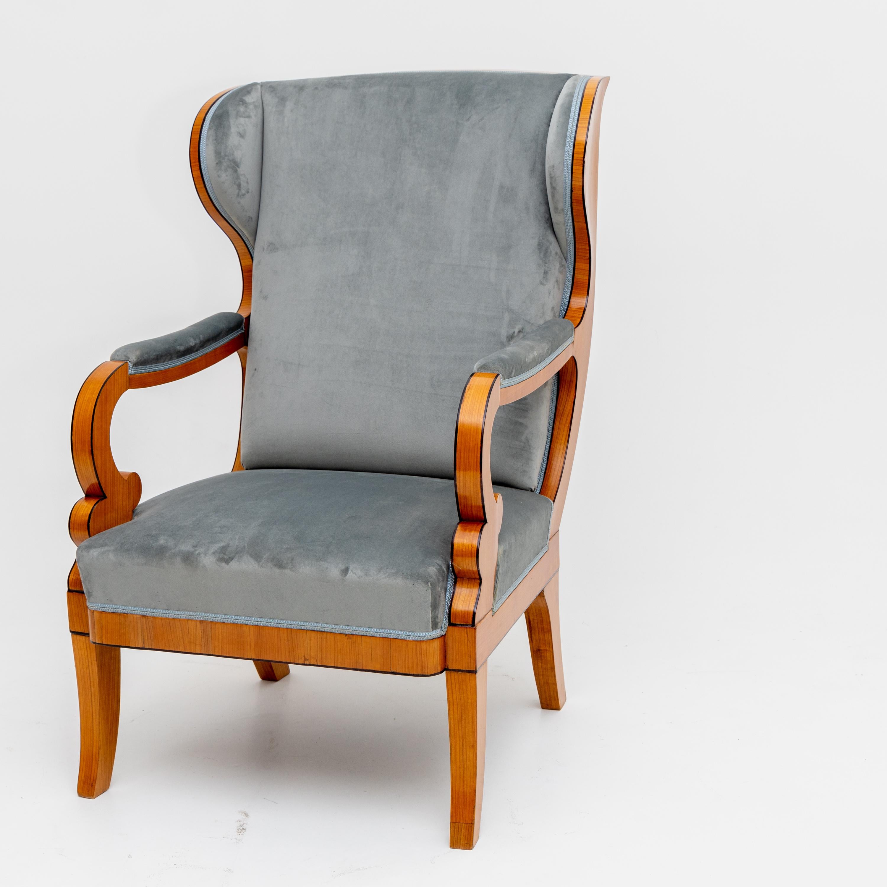 Biedermeier Pair of Wingback Chairs, c. 1830 For Sale