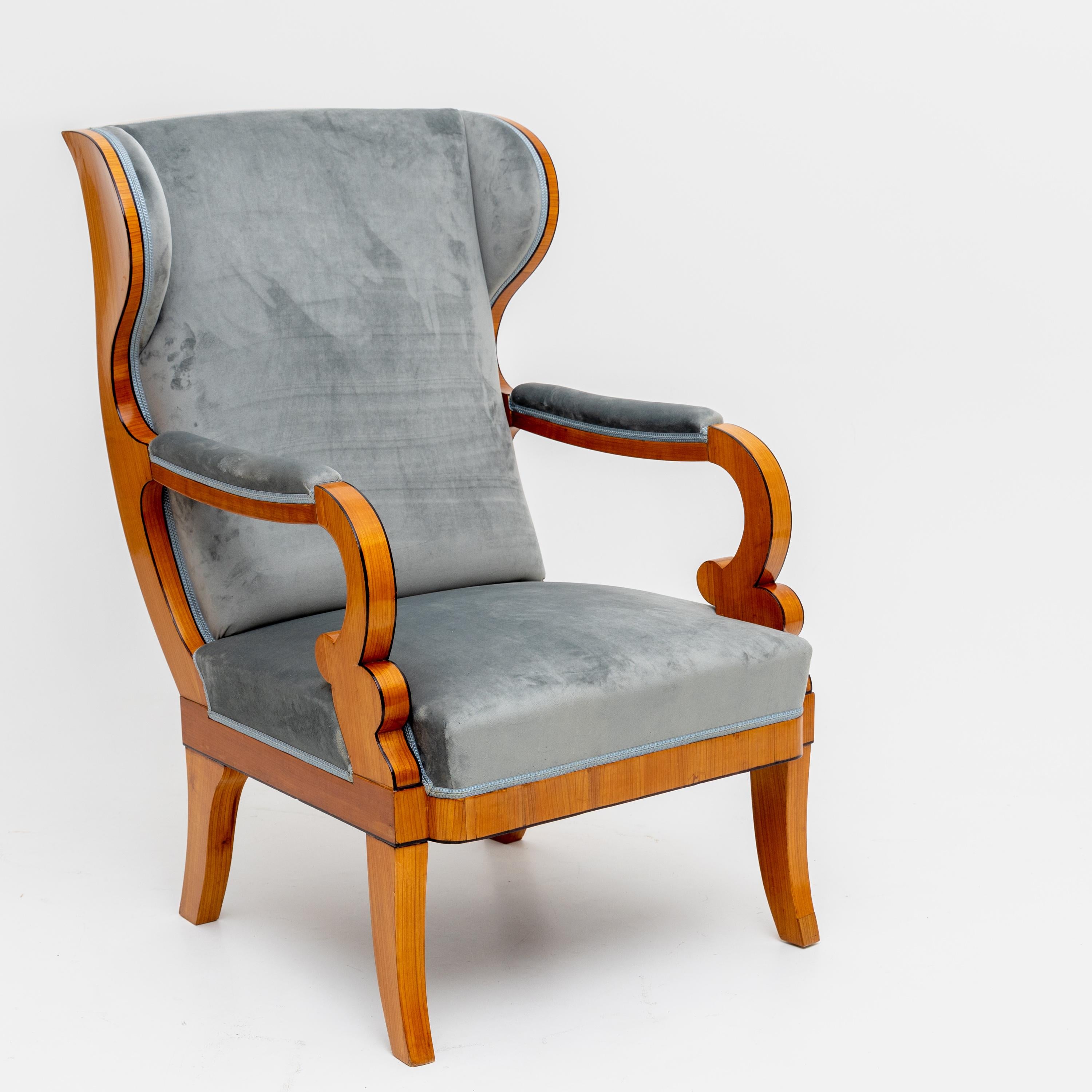 German Pair of Wingback Chairs, c. 1830 For Sale