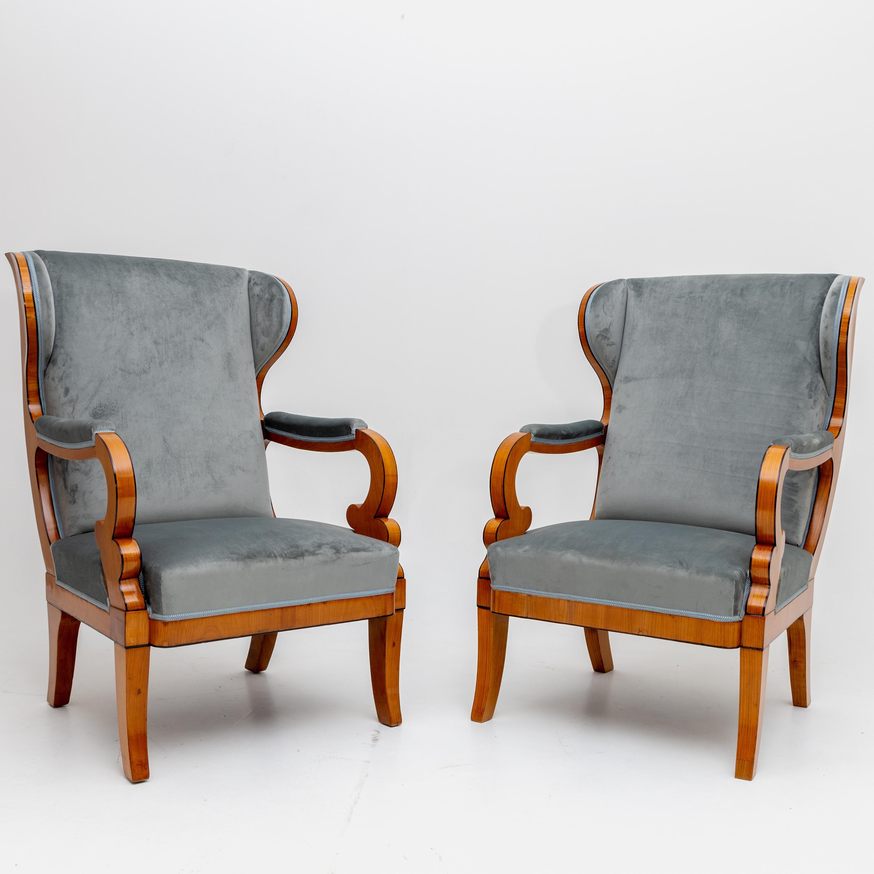 19th Century Pair of Wingback Chairs, c. 1830 For Sale