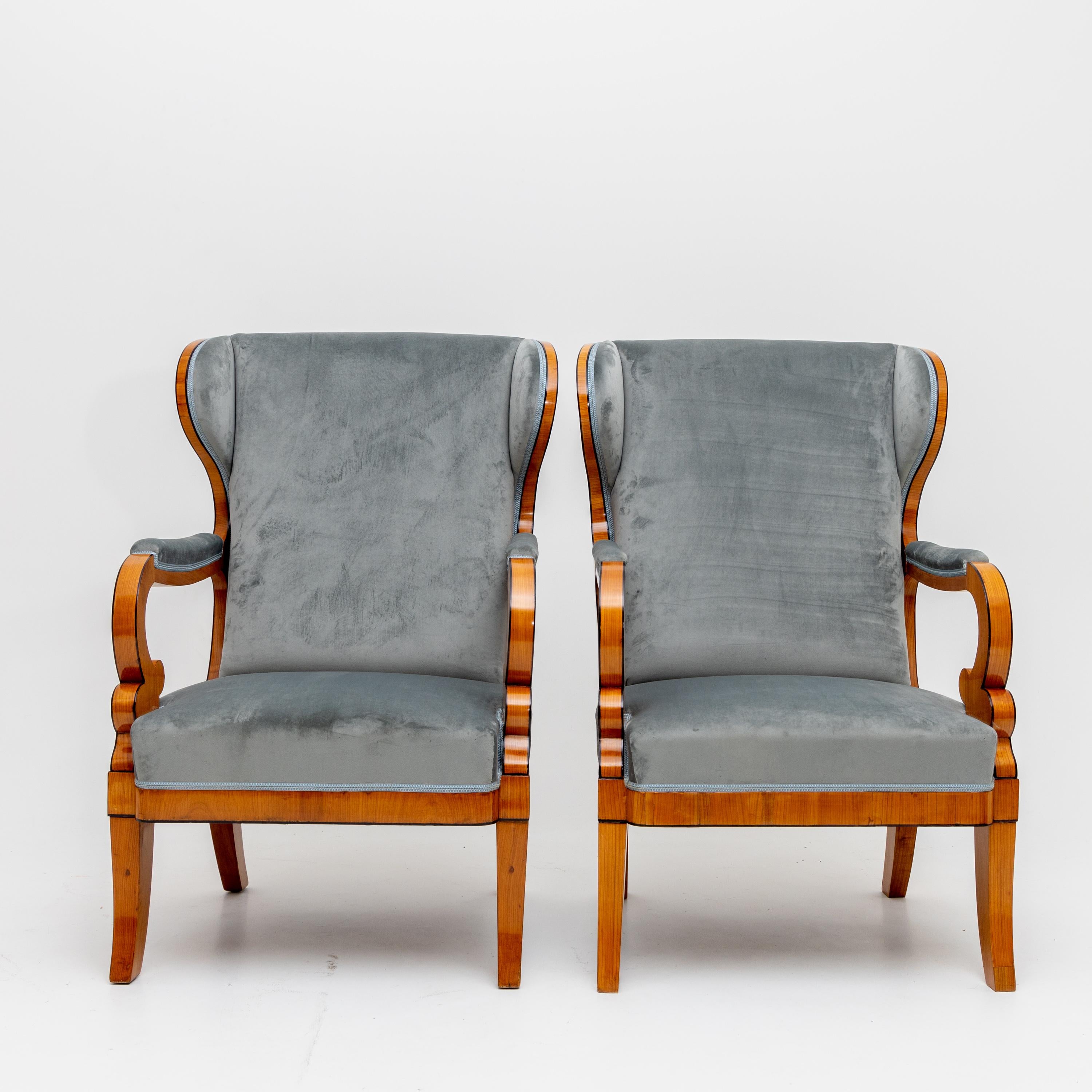 Textile Pair of Wingback Chairs, c. 1830 For Sale