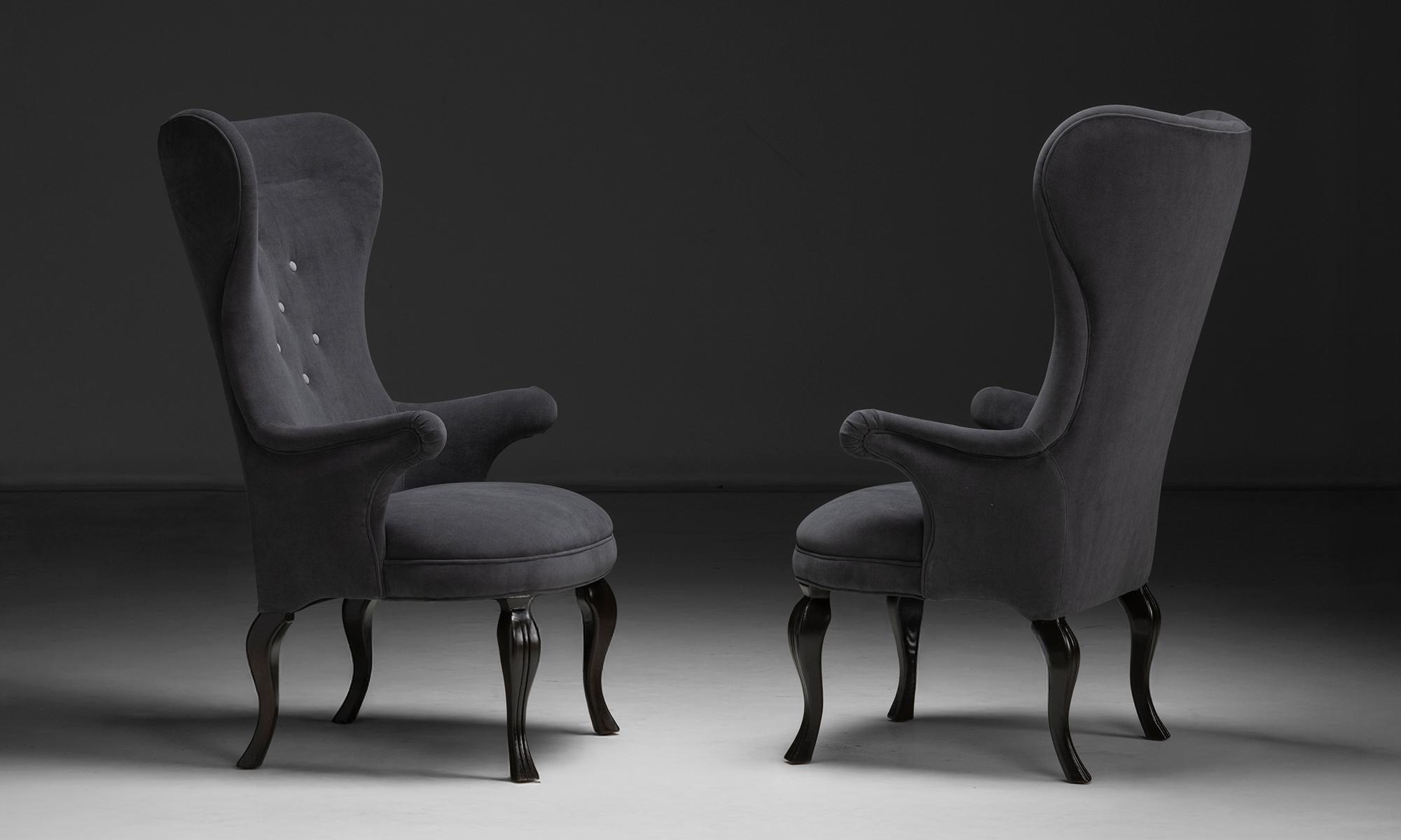 Tissu Paire de chaises à dossier bas Danemark, Danemark circa 1950 en vente