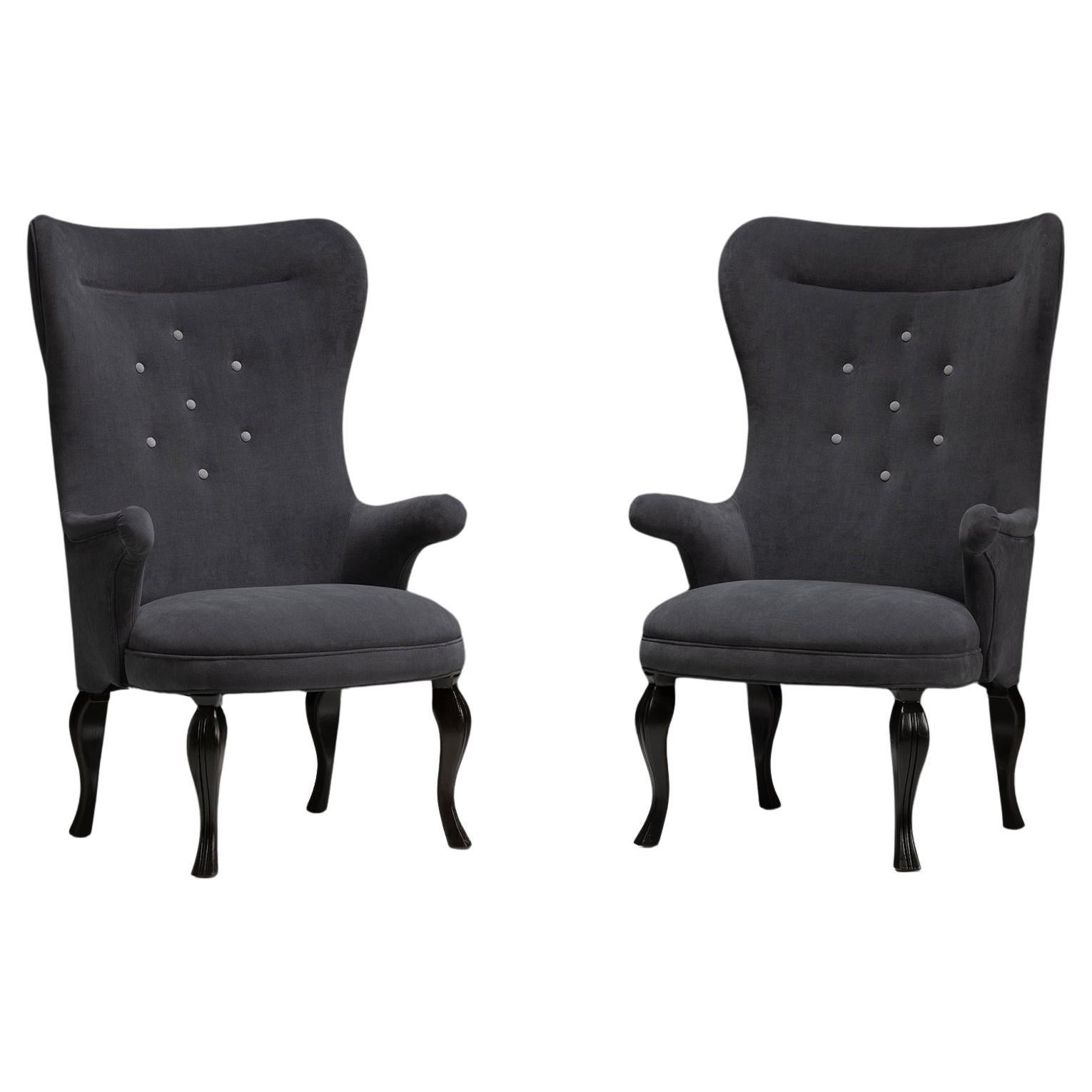 Paire de chaises à dossier bas Danemark, Danemark circa 1950 en vente