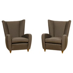 Pair of Wingback Chairs Designed by Paolo Buffa, Italy, 1950s