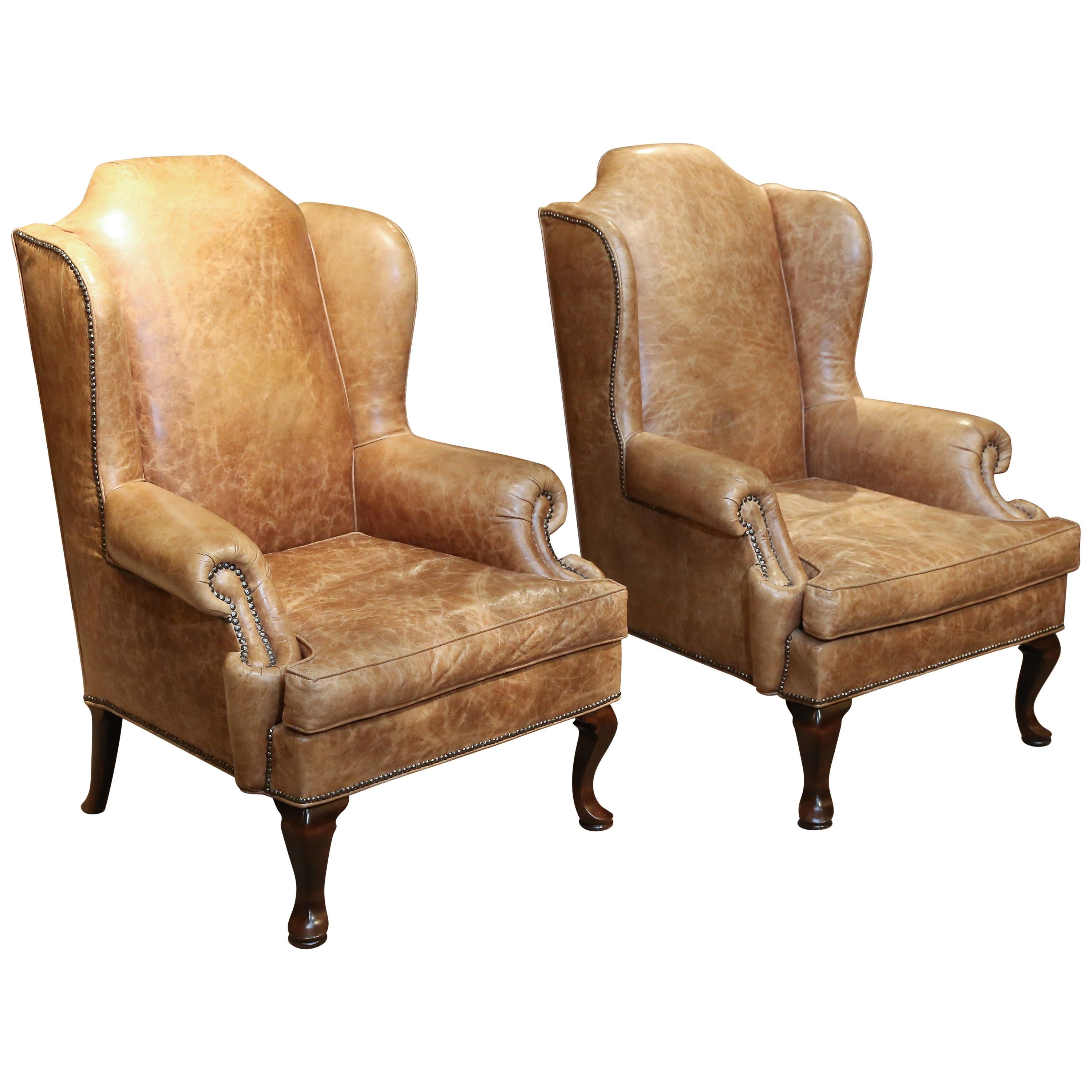 Pair of Wingback Chairs, George II Style and Mahogany